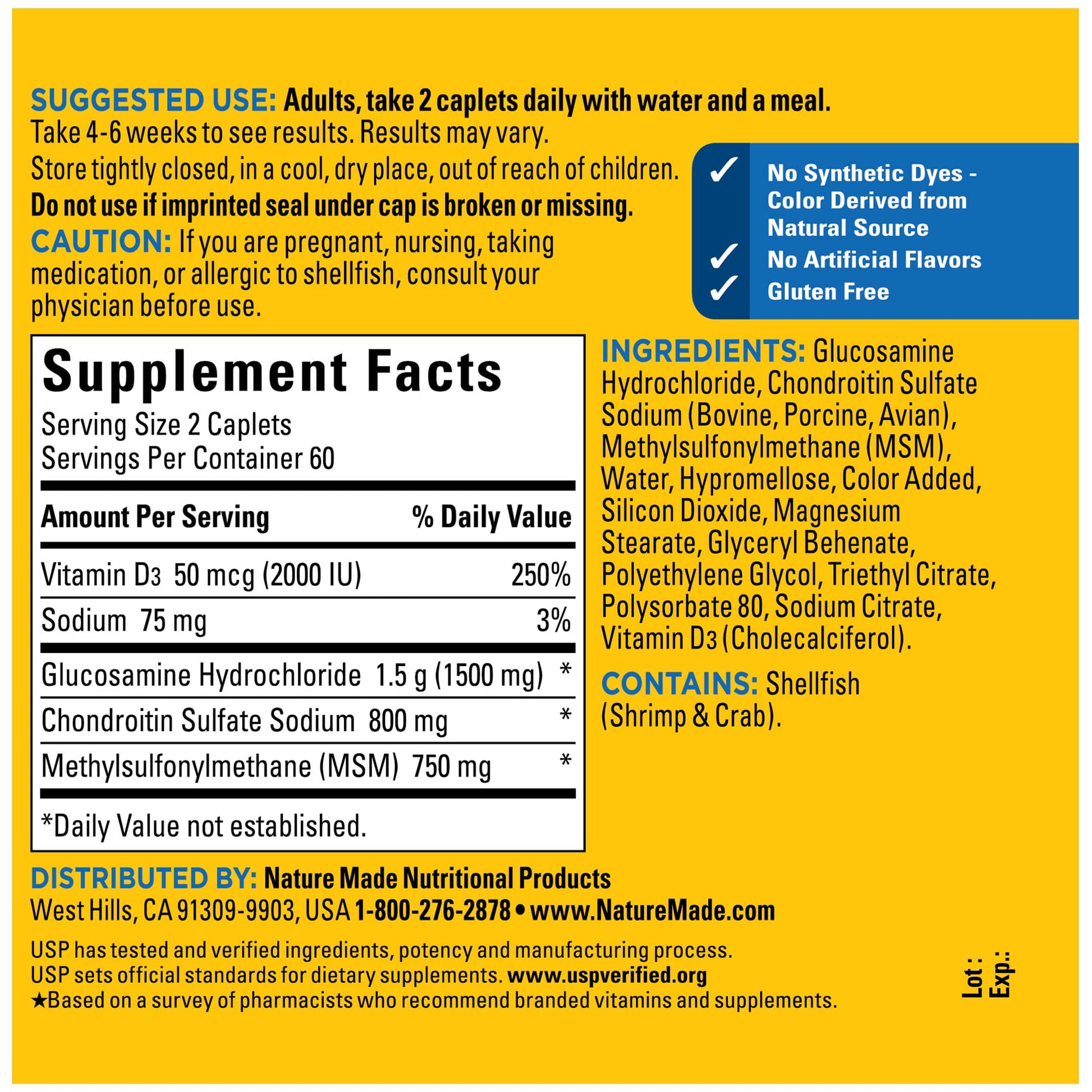 Nature Made Glucosamine Chondroitin Complex with MSM, Dietary Supplement for Joint Support, 120 Caplets, 60 Day Supply - Medaid International