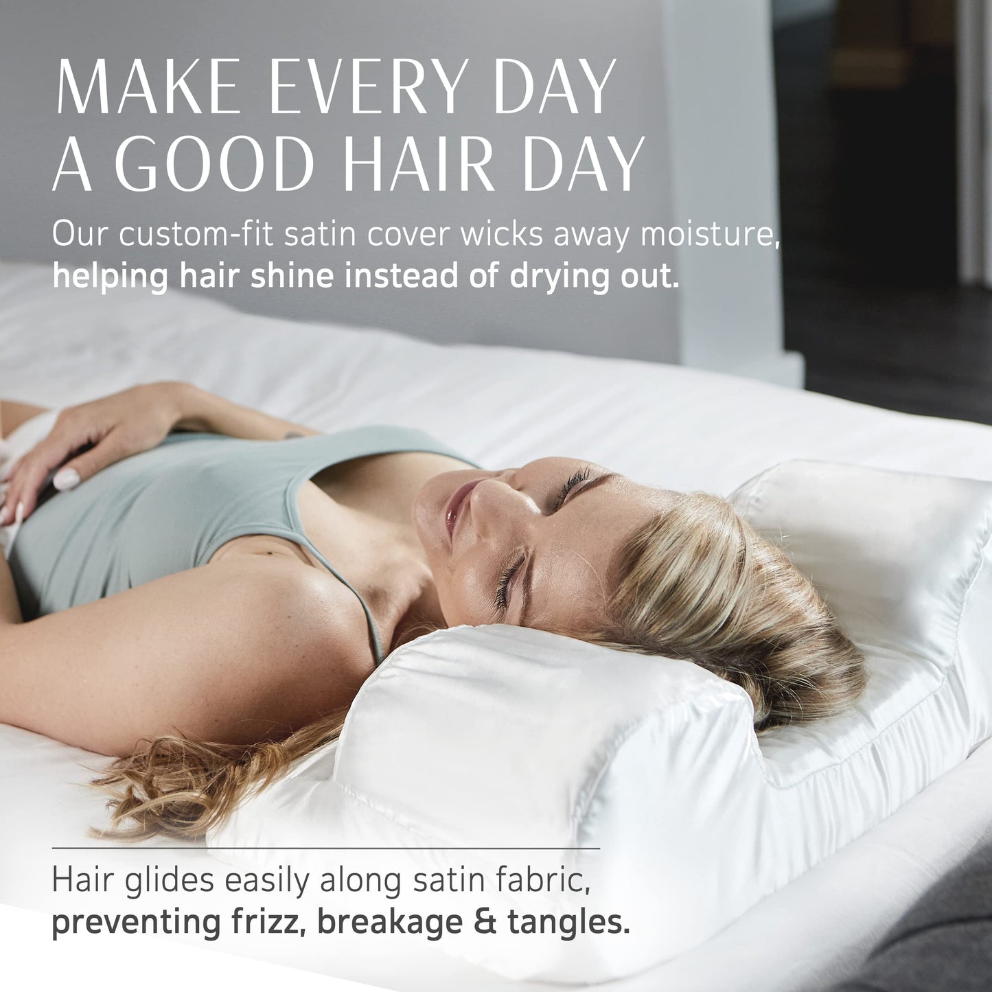 Your Face Pillow-Back Sleeper Beauty Pillow, Cervical Neck Pillow Contour Memory Foam Pillow, Ergonomic Neck, Back & Shoulder Support. Back Sleeping Reduces Pressure on Skin - Standard with Satin Case - Medaid International