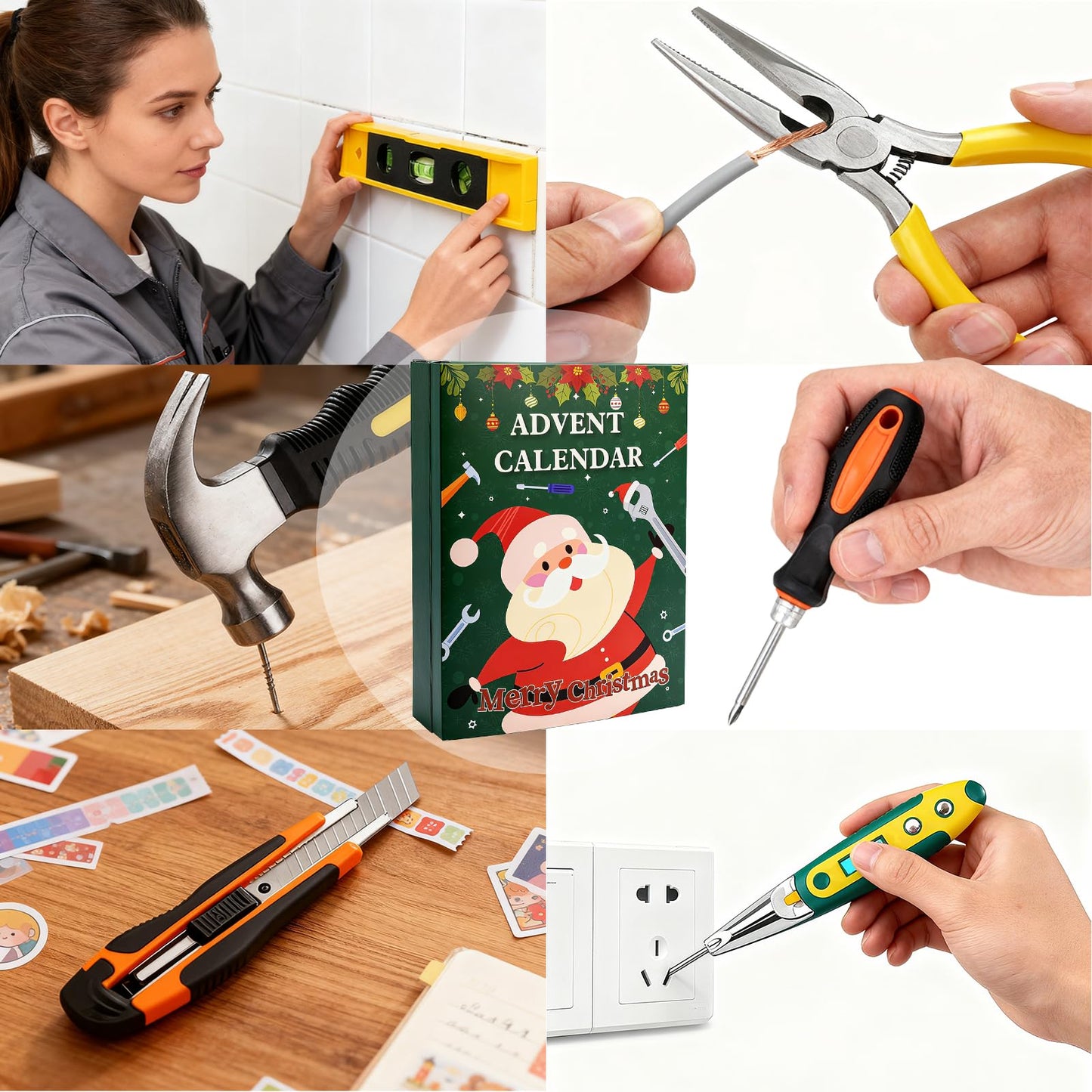 Advent Calendar Hand Tool Kit Christmas Countdown, 24 Days Hand Tool Advent Calendar Set for for Son, Boyfriend, Husband, Dad, Men Teen Boy 2025 Xmas Surprise Gift - Medaid International