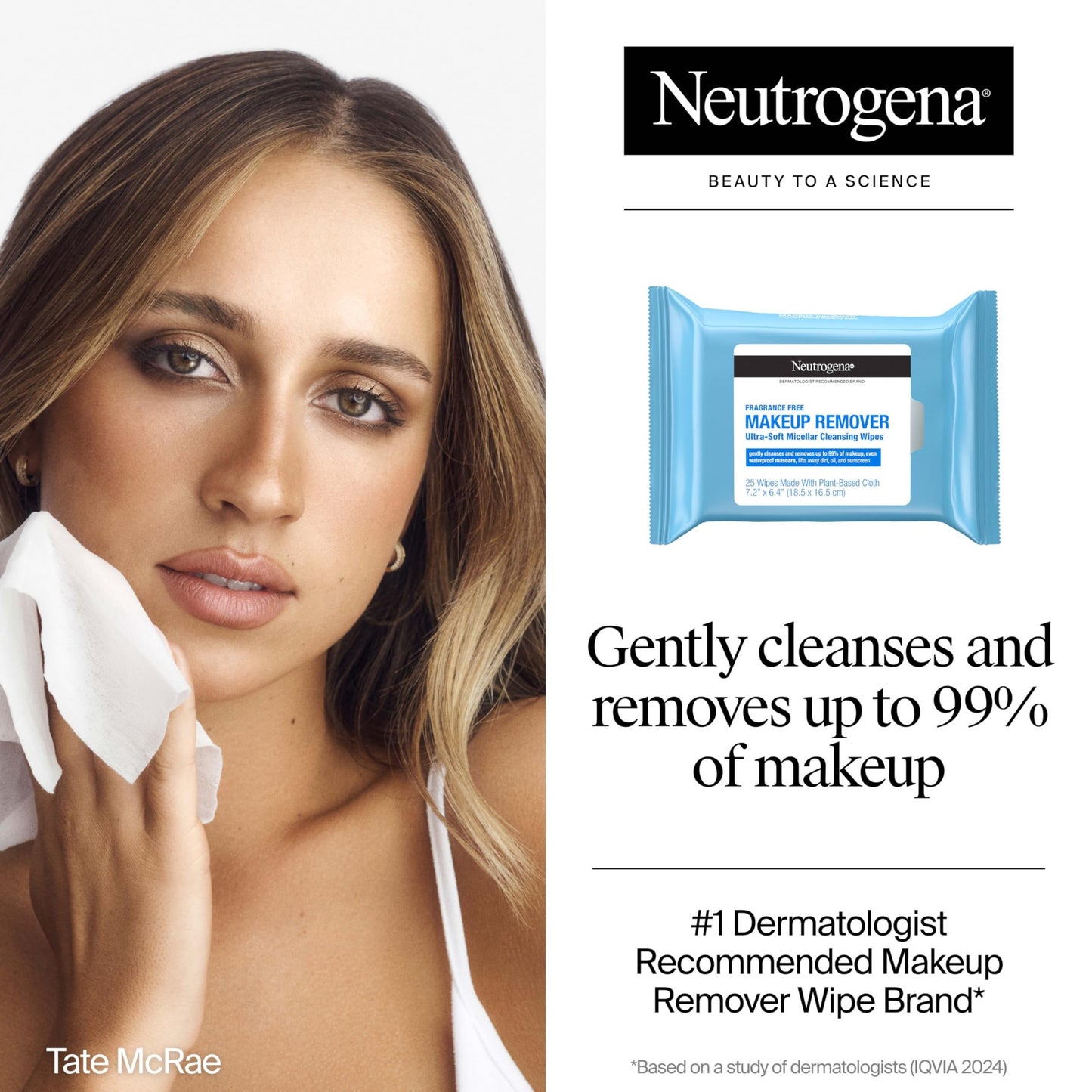 Neutrogena Fragrance-Free Makeup Remover Wipes, Daily Ultra-Soft Micellar Cleansing Wipes Gently Remove Oil & Waterproof Makeup, Hypoallergenic, Made with Plant-Based Cloth, 25 ct - Medaid International