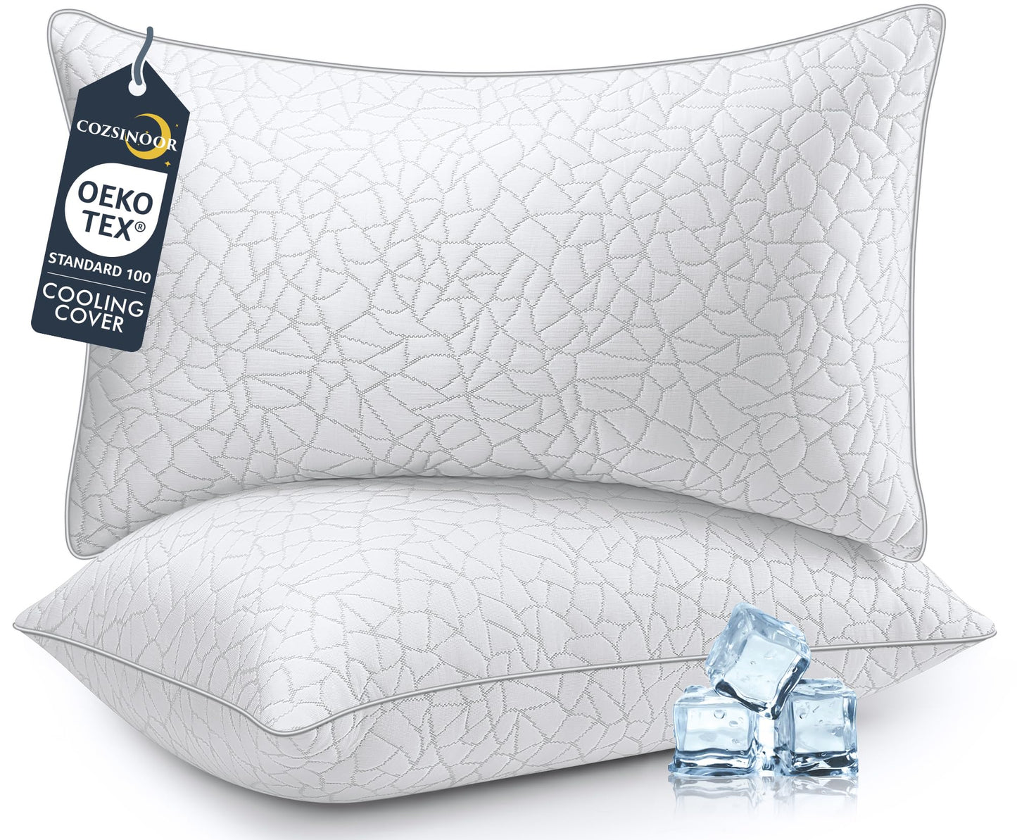 COZSINOOR Bed Pillows Queen Size - Cooling Premium Down Alternative Pillows Set of 2 for Side, Back, and Stomach Sleepers Hotel Quality Fluffy Soft Microfiber Fill Breathable Skin-Friendly - Medaid International