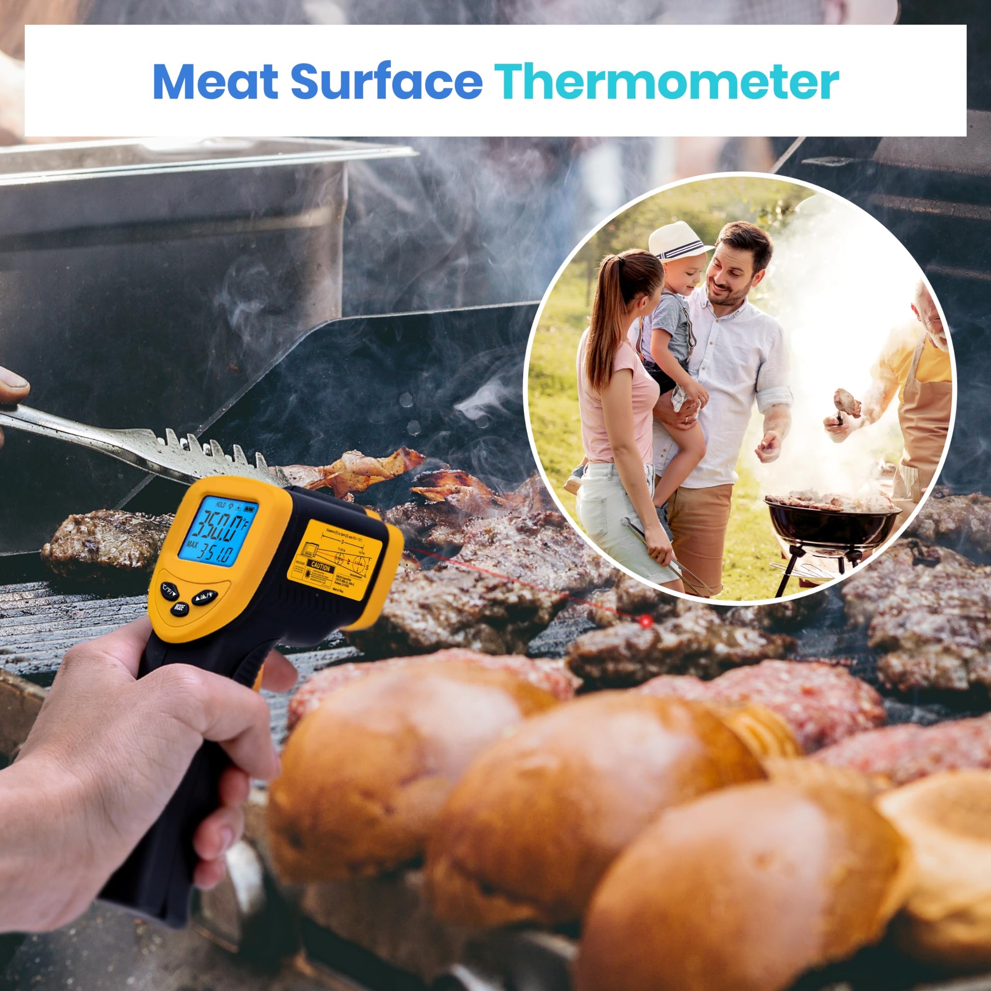 Etekcity Infrared Thermometer Laser Temperature Gun 774, Meat Food Candy Oven Thermometer for Griddle Accessories, Heat Gun for Cooking Refrigerator Tools, Yellow - Medaid International