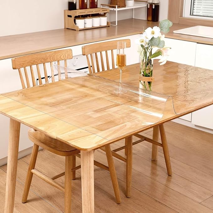 غطاء طاولة شفاف PVC سميك – 106×183 سم – قابل للقص ومقاوم للماء
