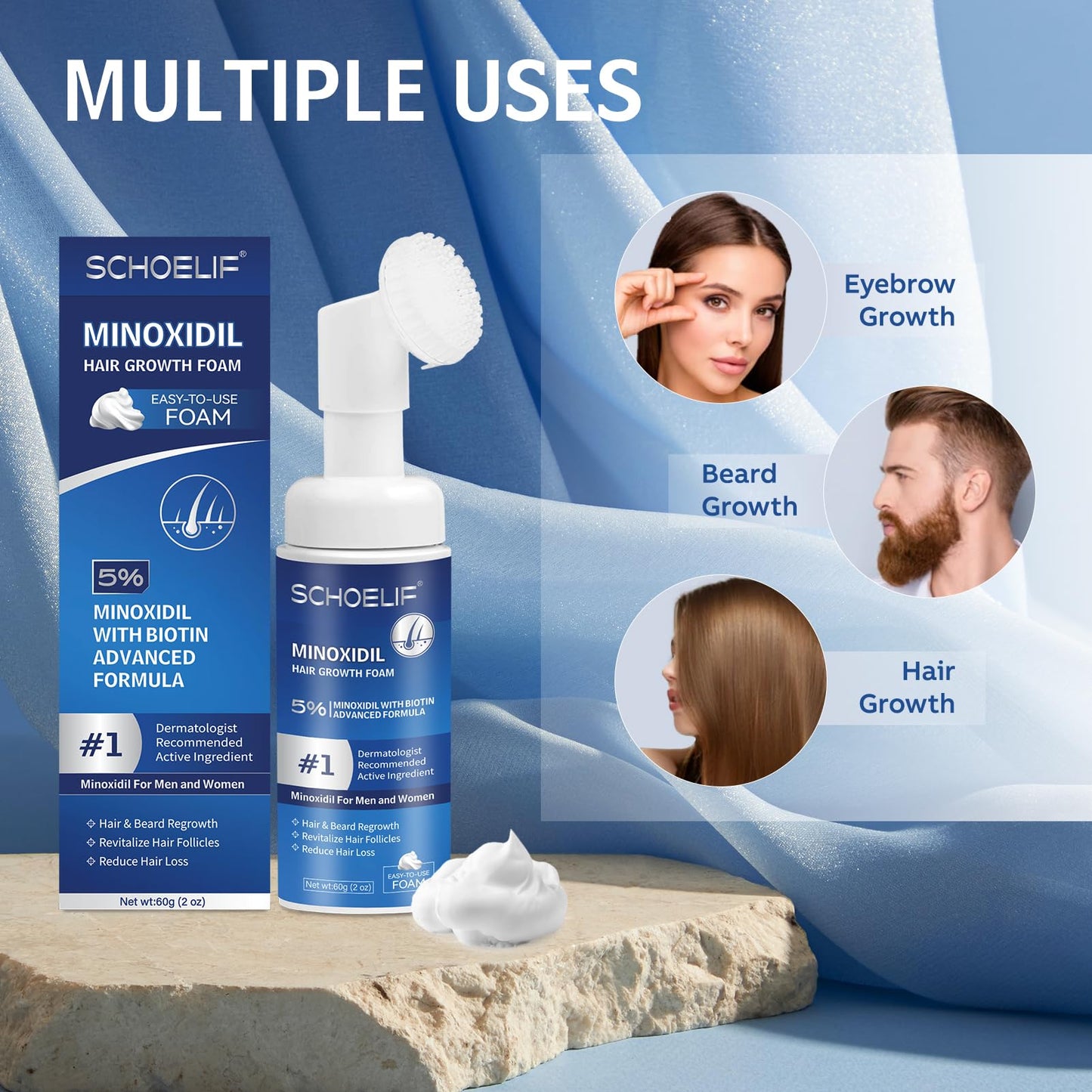 5% Minoxidil Foam 1PCS, Minoxidil for Men Foam, Minoxidil for Women Hair Growth, Minoxidil Foam for Men, Minoxidil Foam for Women. - Medaid International