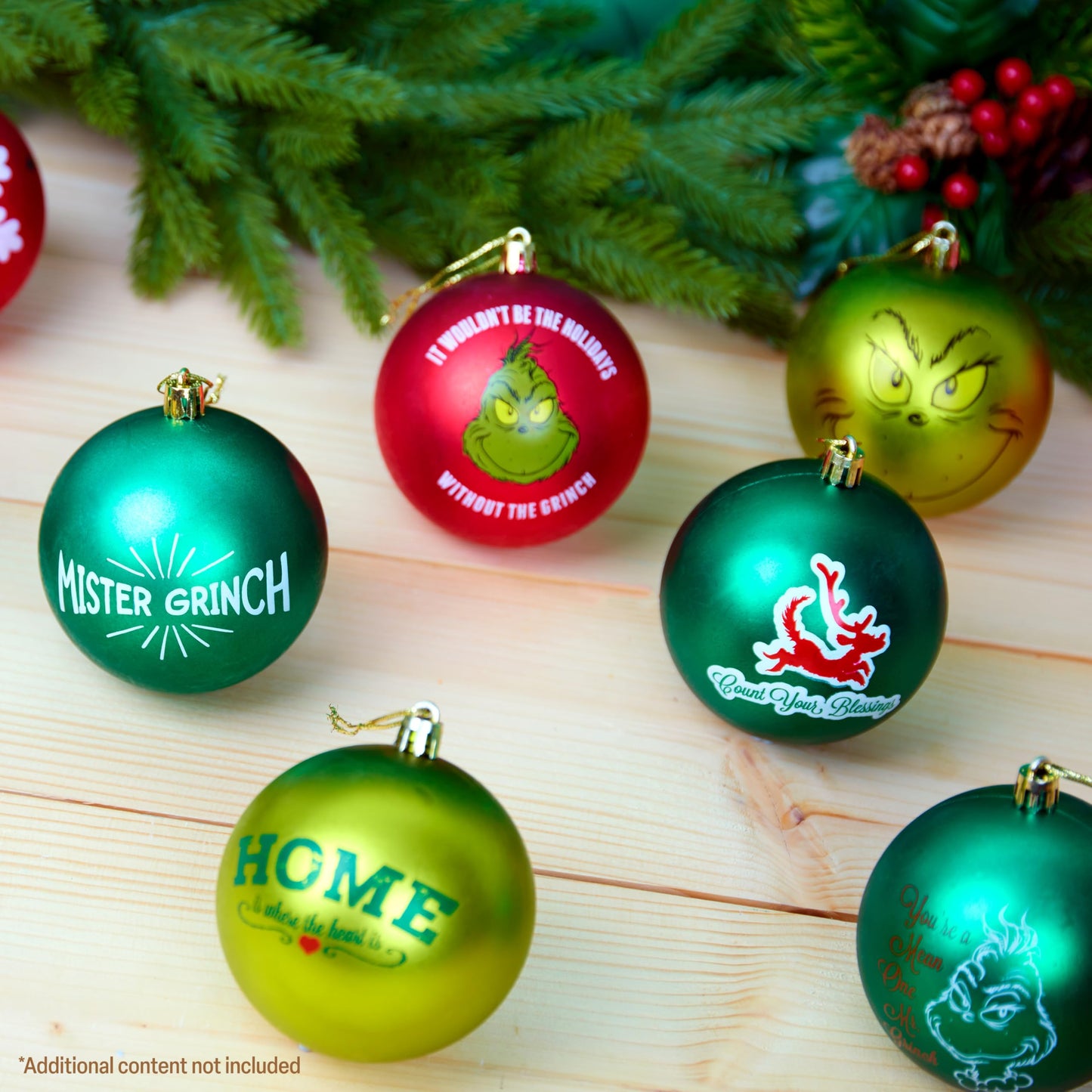 The Grinch Christmas Ornaments, Pack of 10 Funny Christmas Ball Tree Decorations - Medaid International