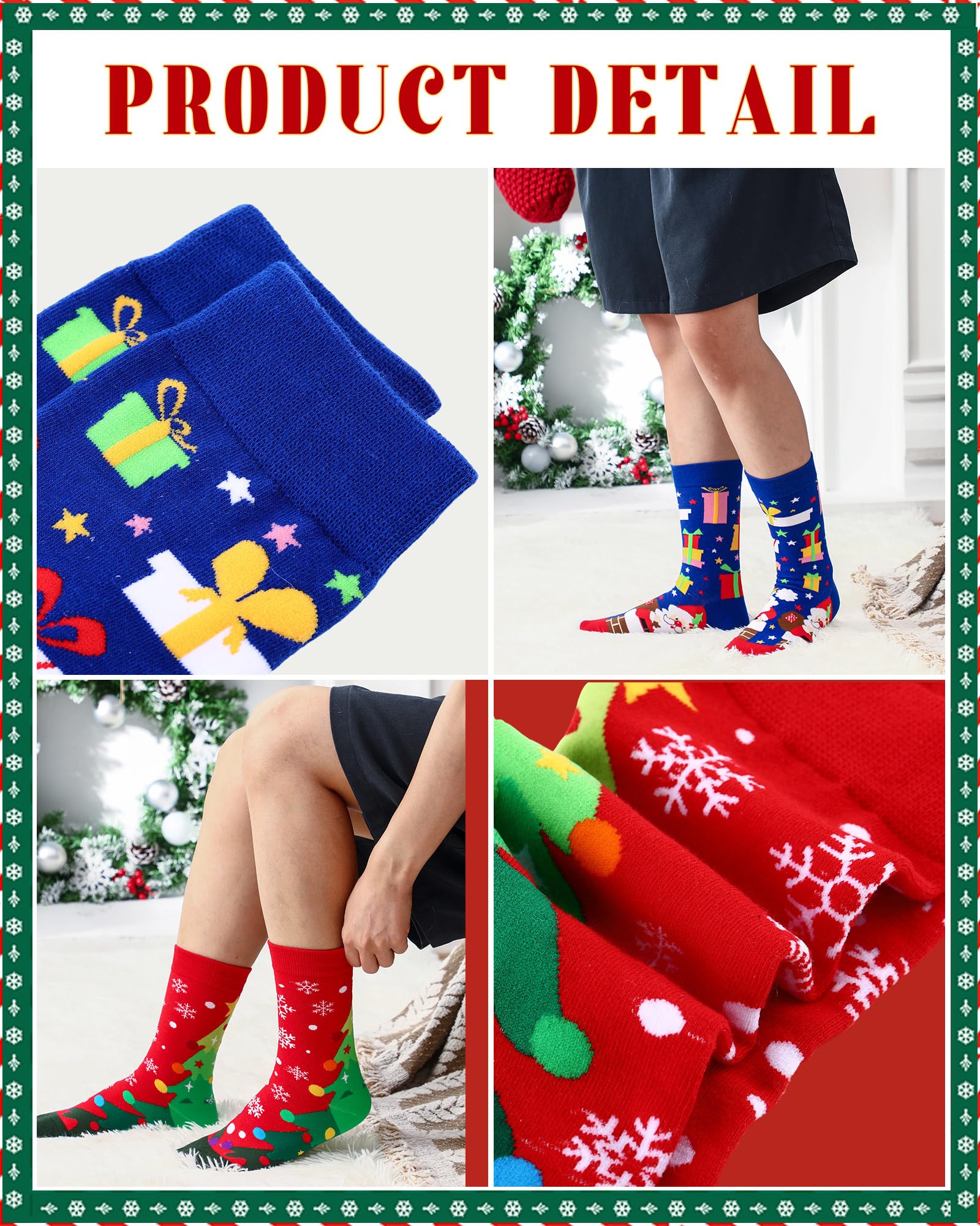 Suhine Christmas Socks Bulk for Women Men Crew Cotton Novelty Xmas Santa Claus Socks for Christmas Holiday Gifts(36,Stylish Style) - Medaid International