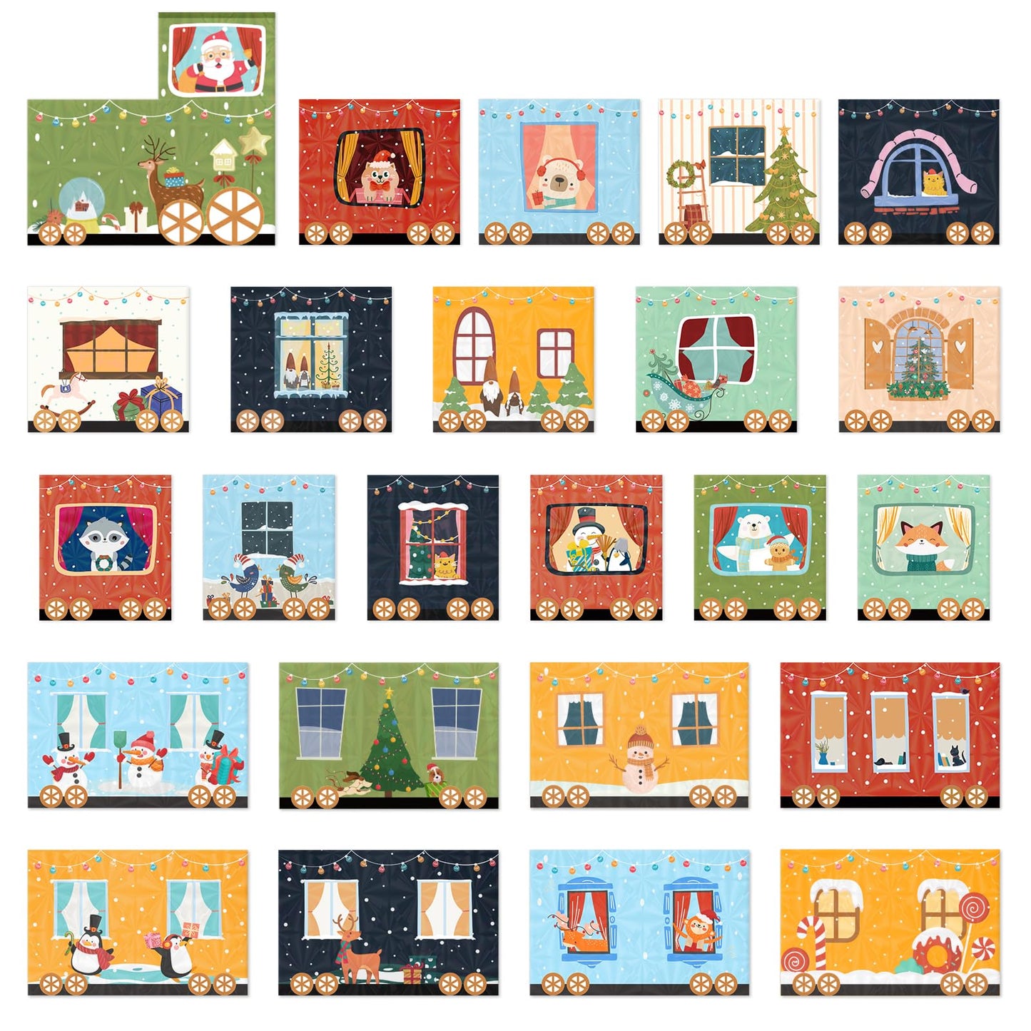 24 Empty Advent Calendar Boxes to Fill, DIY Christmas Train Advent Calendar Boxes, Personalized Advent Calendars Christmas Countdown Gift Boxes for Kids Adults, XMAS Decor - Unique Train Shaped - Medaid International