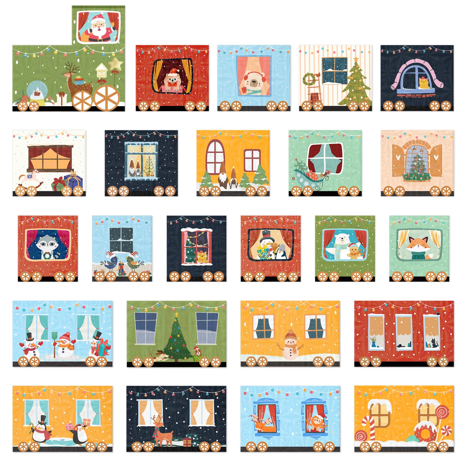 24 Empty Advent Calendar Boxes to Fill, DIY Christmas Train Advent Calendar Boxes, Personalized Advent Calendars Christmas Countdown Gift Boxes for Kids Adults, XMAS Decor - Unique Train Shaped - Medaid International