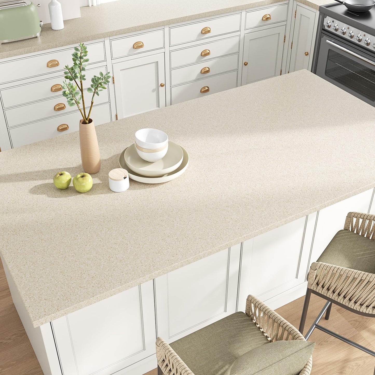 VEELIKE Beige Granite Contact Paper for Countertops Waterproof Peel and Stick Countertops Covers 15.7''x118'' Marble Countertop Wallpaper Peel and Stick Counter Top Vinyl Wrap for Kitchen Bathroom - Medaid International