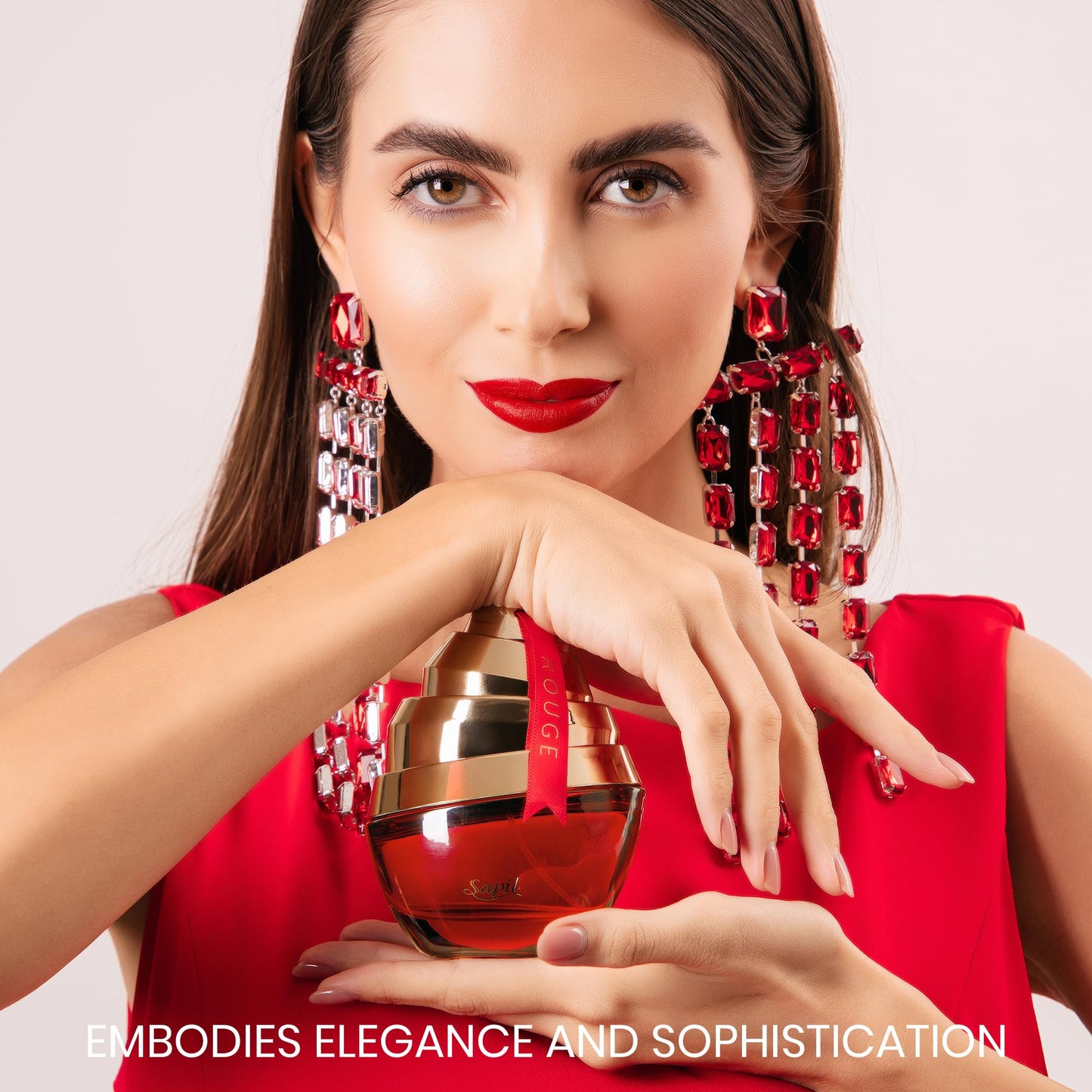 Sapil Rouge Eau de Parfum for Women – Long-Lasting Amber Floral Perfume with Saffron, Jasmine & Musk – 3.4 Oz (100ml) –Elegant Dubai Fragrance for Women –Arabic Perfume for Everyday &Special Occasions - Medaid International