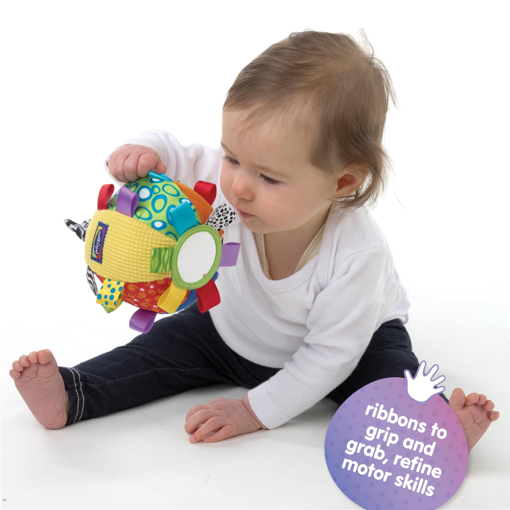 Playgro Kick & Play Loopy Loops Ball - Interactive Sensory Development Toy for Babies 3+ Months - Boosts Touch, Movement Skills with Fun Football Design - Crawling Baby Toy - Medaid International