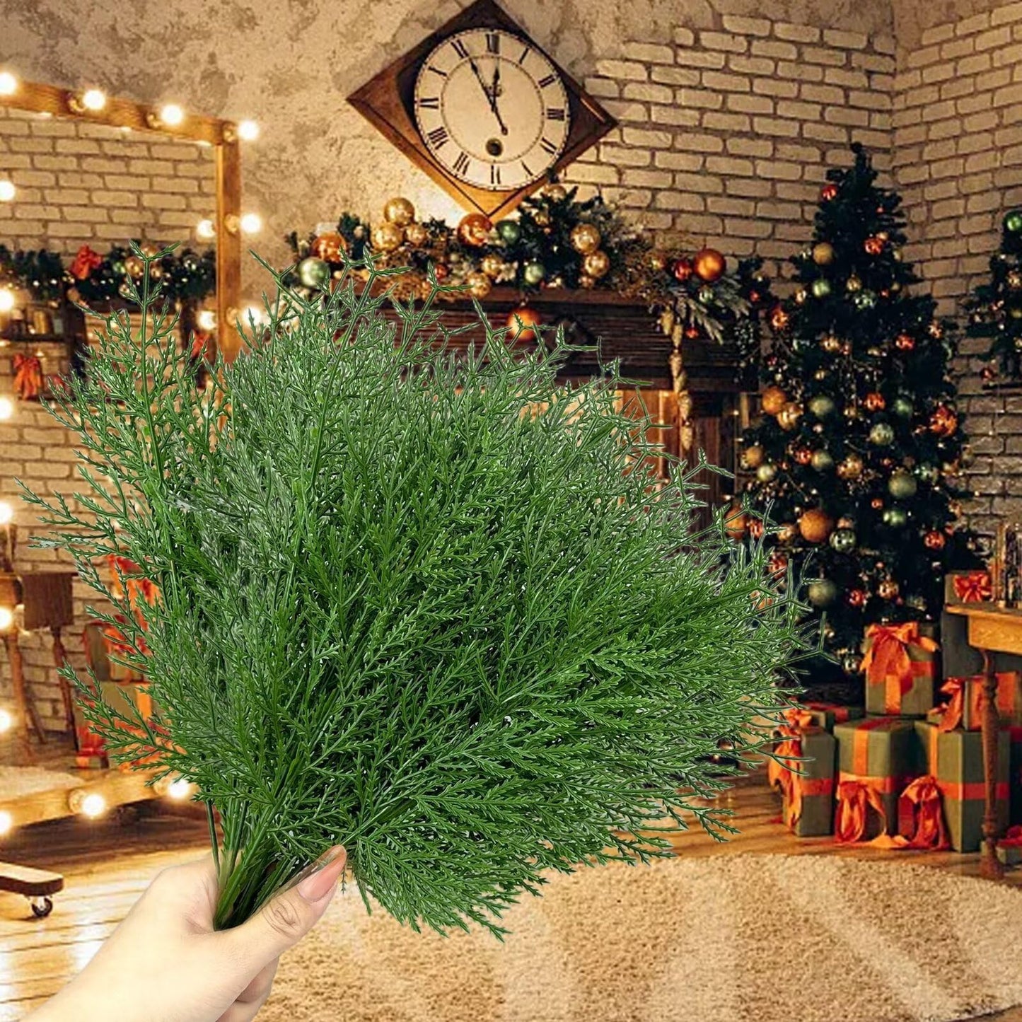 20PCS Artificial Pine Tree Branches Cedar Branches Suitable for Greenery Christmas Decoration DIY Exclusive Vacation Accessories Decoration Items - Medaid International
