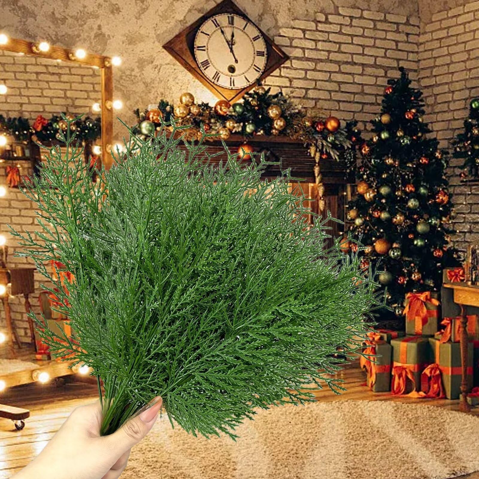 20PCS Artificial Pine Tree Branches Cedar Branches Suitable for Greenery Christmas Decoration DIY Exclusive Vacation Accessories Decoration Items - Medaid International