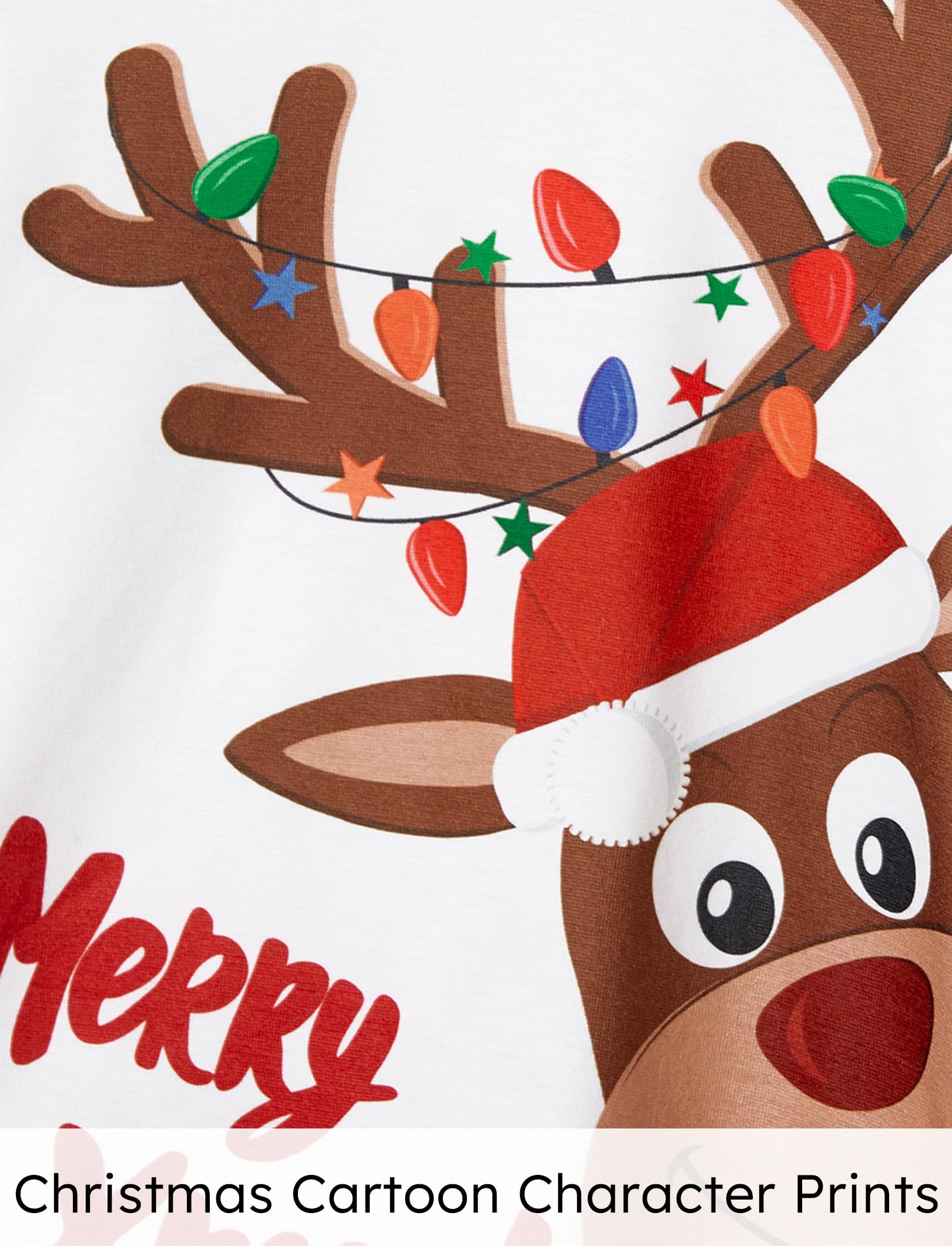 PATPAT Christmas Family Matching Pajamas, Red Black Reindeer, Kids, 9-10 Years - Medaid International