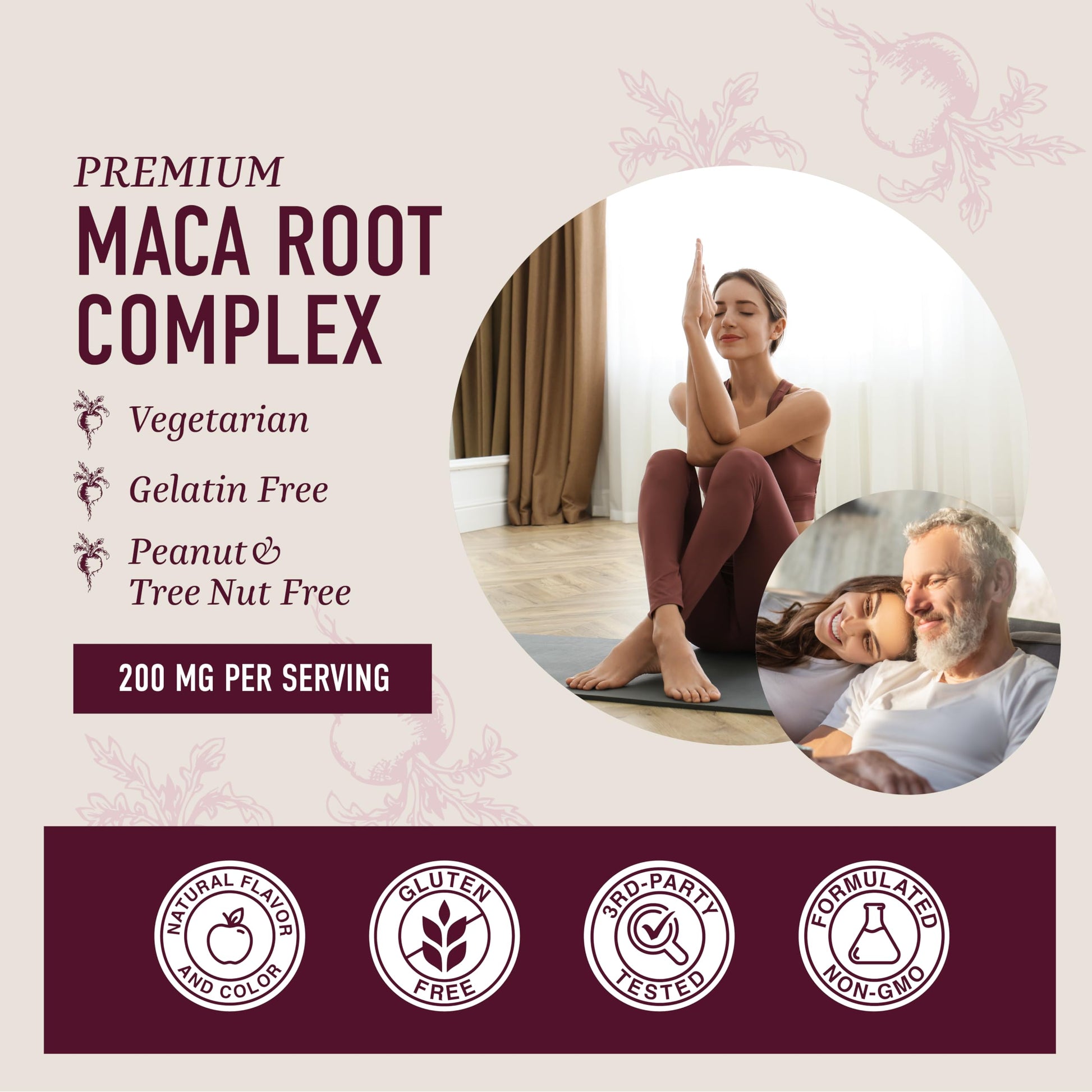 Maca Root Gummies with Natural Peach Flavor | Drive, Performance & Energy Support | Hormone Balance for Women and Men | Herbal Supplements 200MG Extra Strength | Vegetarian, Non-GMO | 60 Gummies - Medaid International