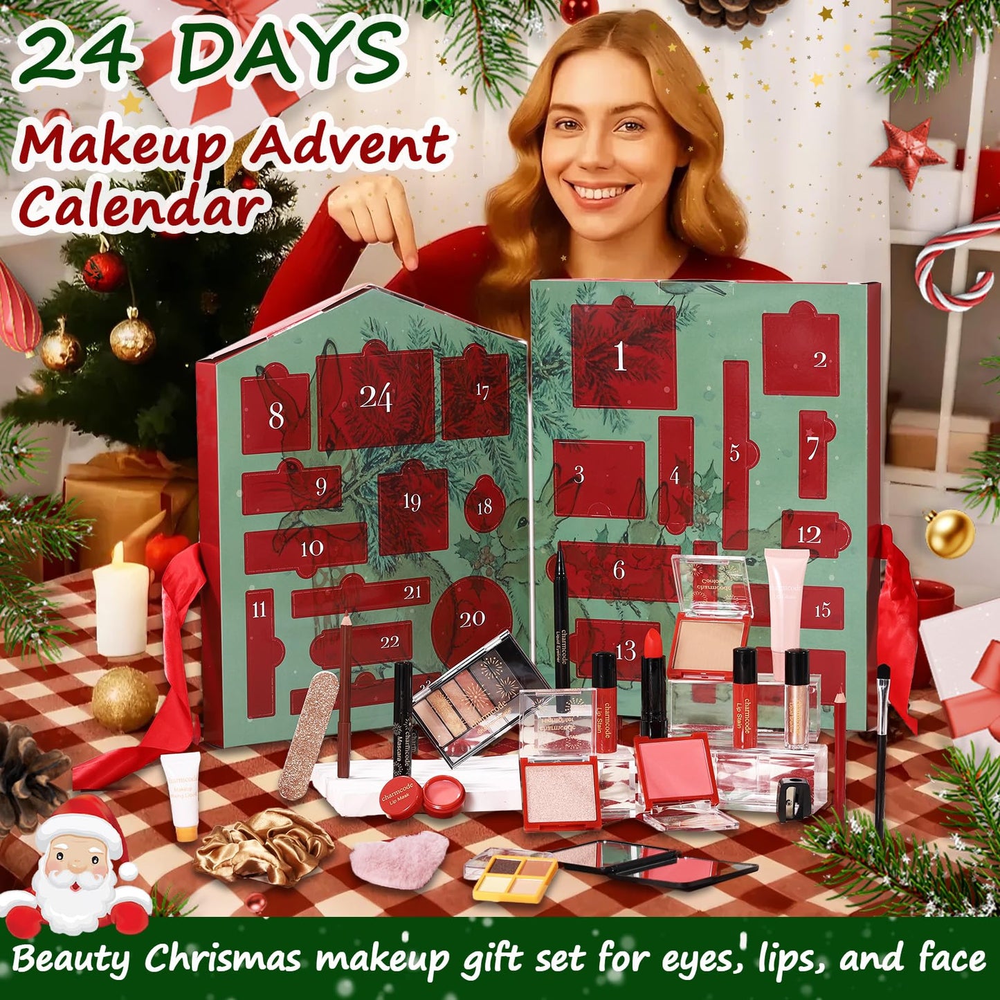 CHARMCODE Makeup Advent Calendar 2025, 24 Days Christmas Countdown Calendar Gift Set for Adult Women Teen Girls, Xmas Holiday Beauty & Cosmetic Surprise Make up Kit for Women Full Kit - Medaid International