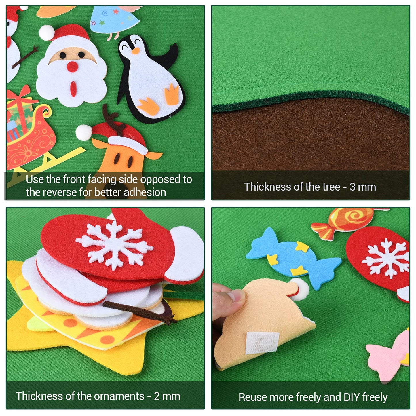 Felt Christmas Tree - 3.5 FT Wall Felt Christmas Tree for Kids with 40 Pcs Ornaments, DIY Xmas Gifts for Christmas Decorations - Medaid International