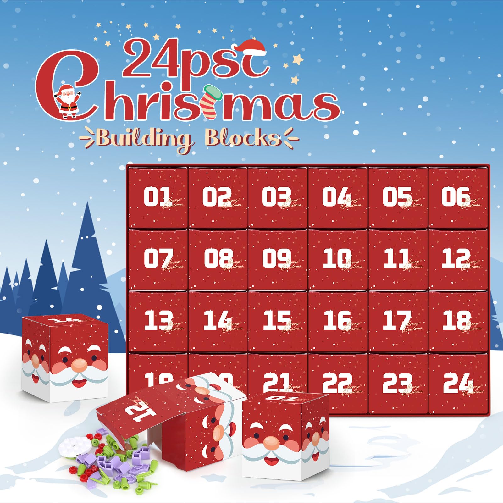 Advent Calendar Girls, 24 Pack Succulent & Bouquet Building Blocks for Kids, Christmas Countdown Calendar, Ideal Gift for 3 4 5-7 8-12 Boys and Girls - Medaid International