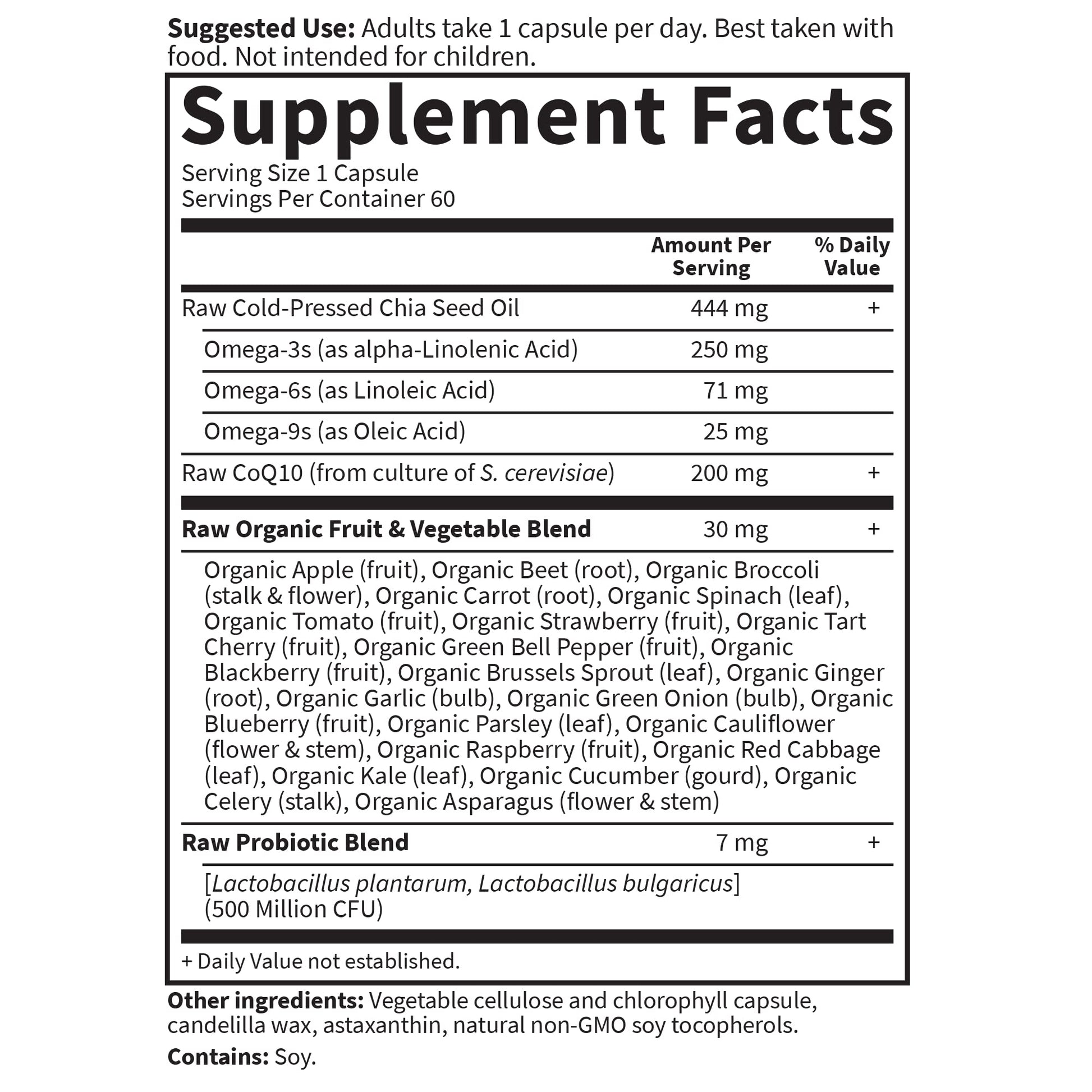 Garden of Life CoQ10 200mg, Vegetarian Omega 3 6 9 Supplement Raw Co Q 10 Chia Seed Oil, Whole Food Nutrition with Antioxidant Support, Coenzyme q10 Supplement for Heart Health, 60 Capsules - Medaid International