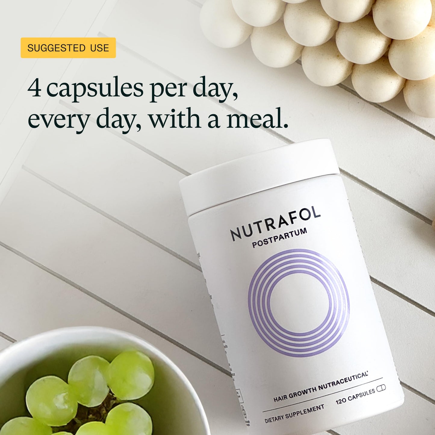 Nutrafol Postpartum Hair Growth Supplements, Clinically Tested for Visibly Thicker Hair and Less Shedding, Breastfeeding-friendly - 1 Month Supply - Medaid International