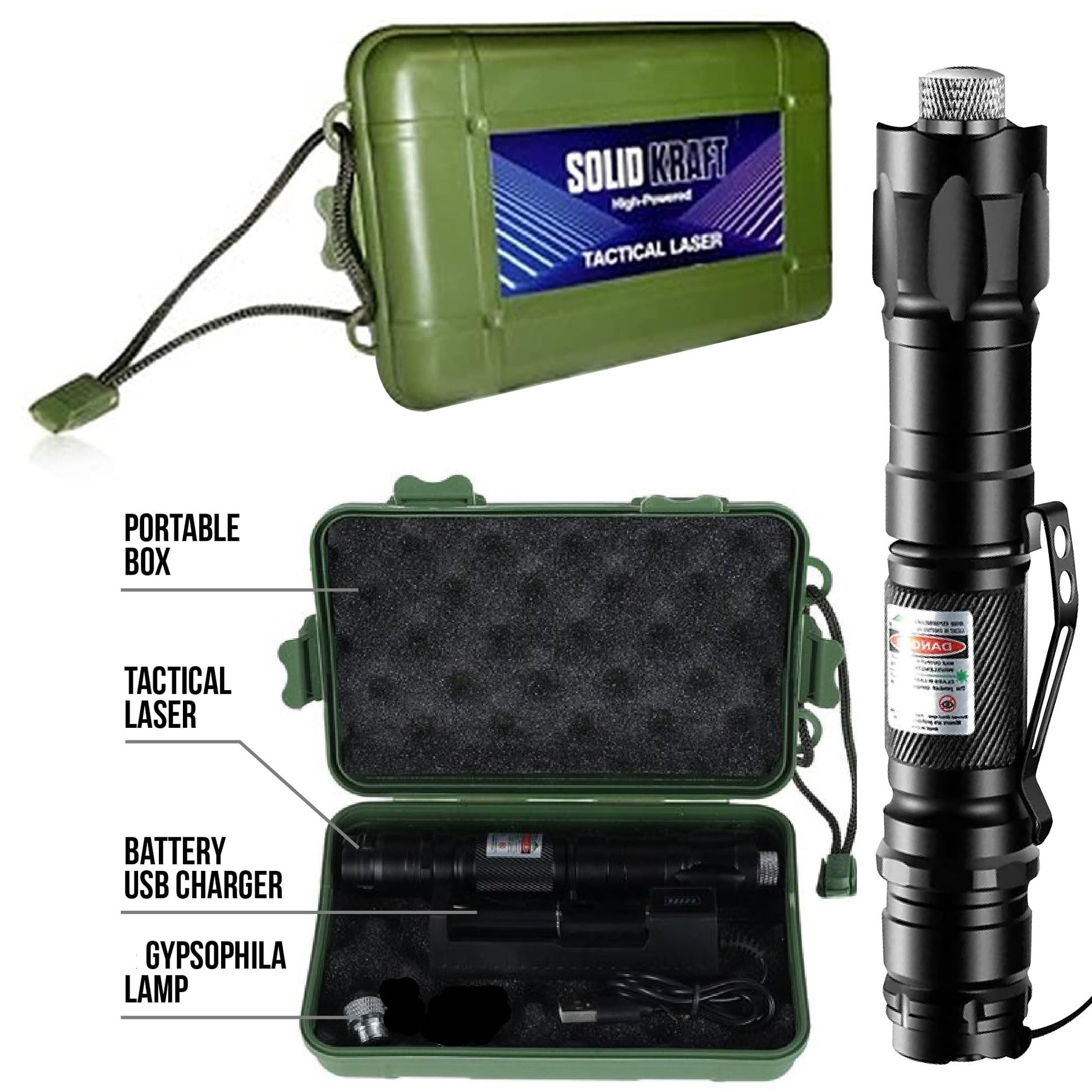 HITEKK High Power Green Laser Pointer | Tactical Green Laser Pointer | Single Press On/Off Tactical Lazer Pointer | Rechargeable Long Range Lazer Pointer and Carrying Case - Medaid International