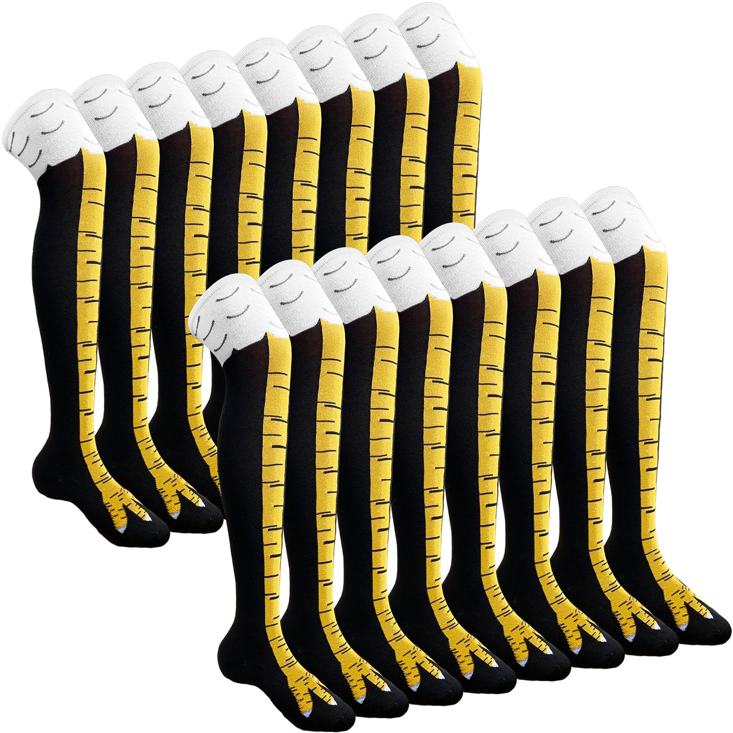 Xeehwb 8 Pairs Novelty Chicken Legs Socks,Funny Knee-High Chicken Socks,Crazy Animal Feet Sock for Women Men White Elephant Gifts,Birthday,Christmas - Medaid International