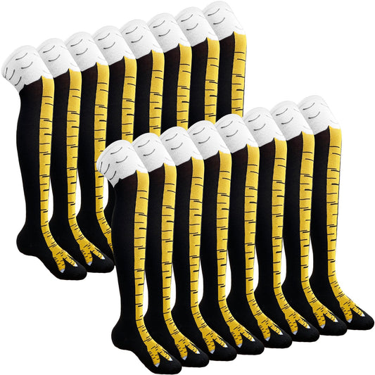 Xeehwb 8 Pairs Novelty Chicken Legs Socks,Funny Knee-High Chicken Socks,Crazy Animal Feet Sock for Women Men White Elephant Gifts,Birthday,Christmas - Medaid International