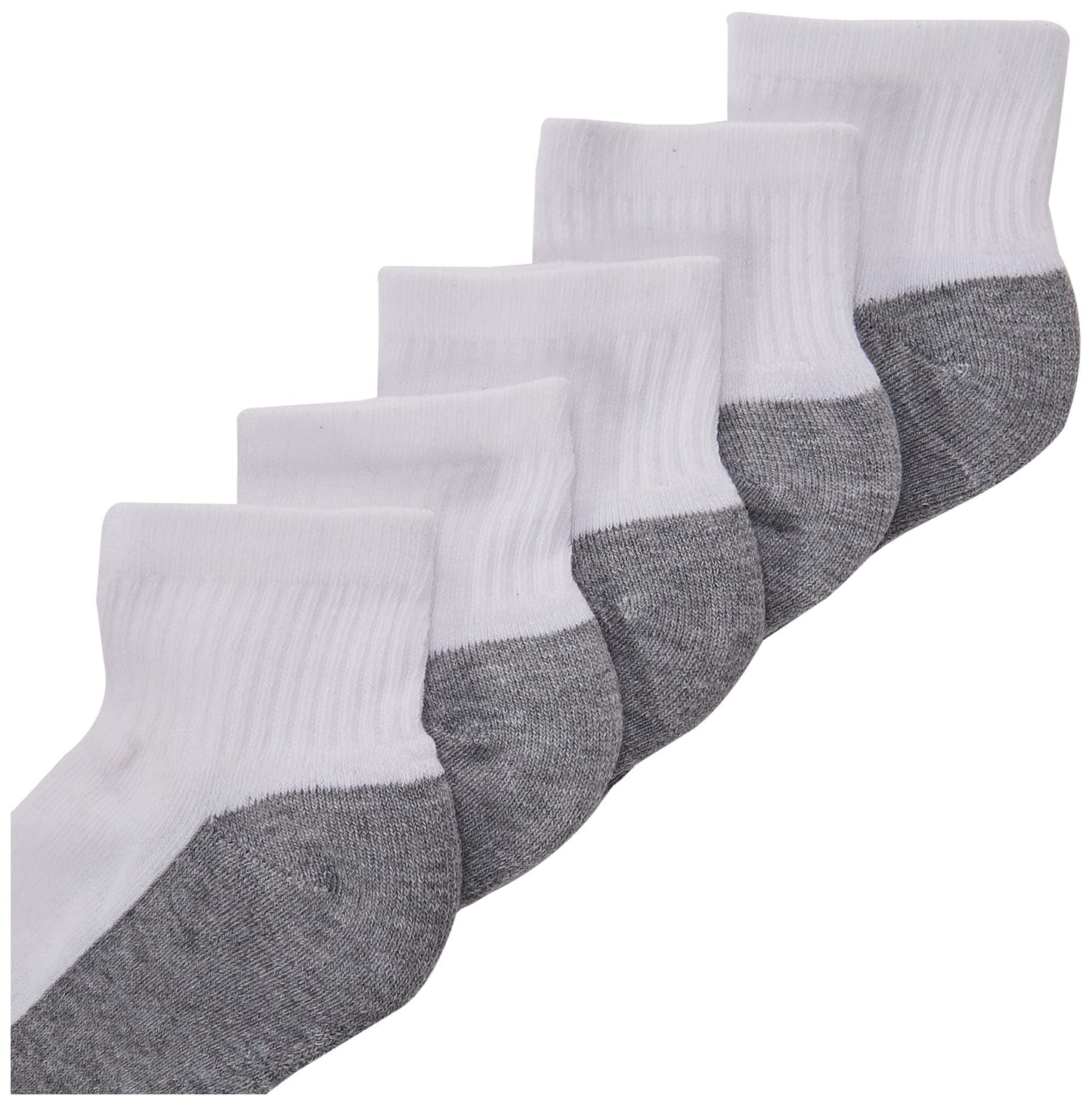 Hanes Boys Socks, Double Tough Cushioned Ankle And No Show, 12-pair Packs Athletic-socks, Ankle - White/Grey Bottom - 12 Pack, Medium US - Medaid International