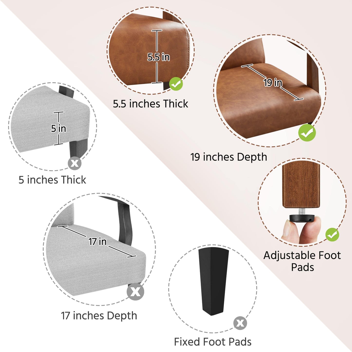 Yaheetech PU Leather Accent Chair, Mid-Century Modern Armchair with Solid Wood Legs, Reading Leisure Chair with High Back for Living Room Bedroom Waiting Room, Brown - Medaid International