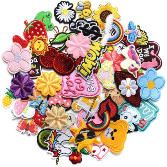 30pcs Random Assorted Styles Embroidered Patches, Sew On/Iron On Patch Applique for Clothes, Dress, Hat, Jeans, DIY Accessories - Medaid International