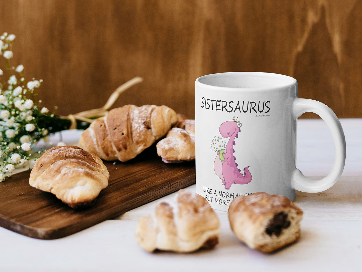 Sister Birthday Gifts - Sistersaurus - Best Sister Mugs, Happy Birthday Sister Mug, Special Christmas Sister Gifts, Funny Xmas Tea Coffee Cup Cups, 11oz Ceramic Dishwasher Safe Mugs - Made in UK - Medaid International
