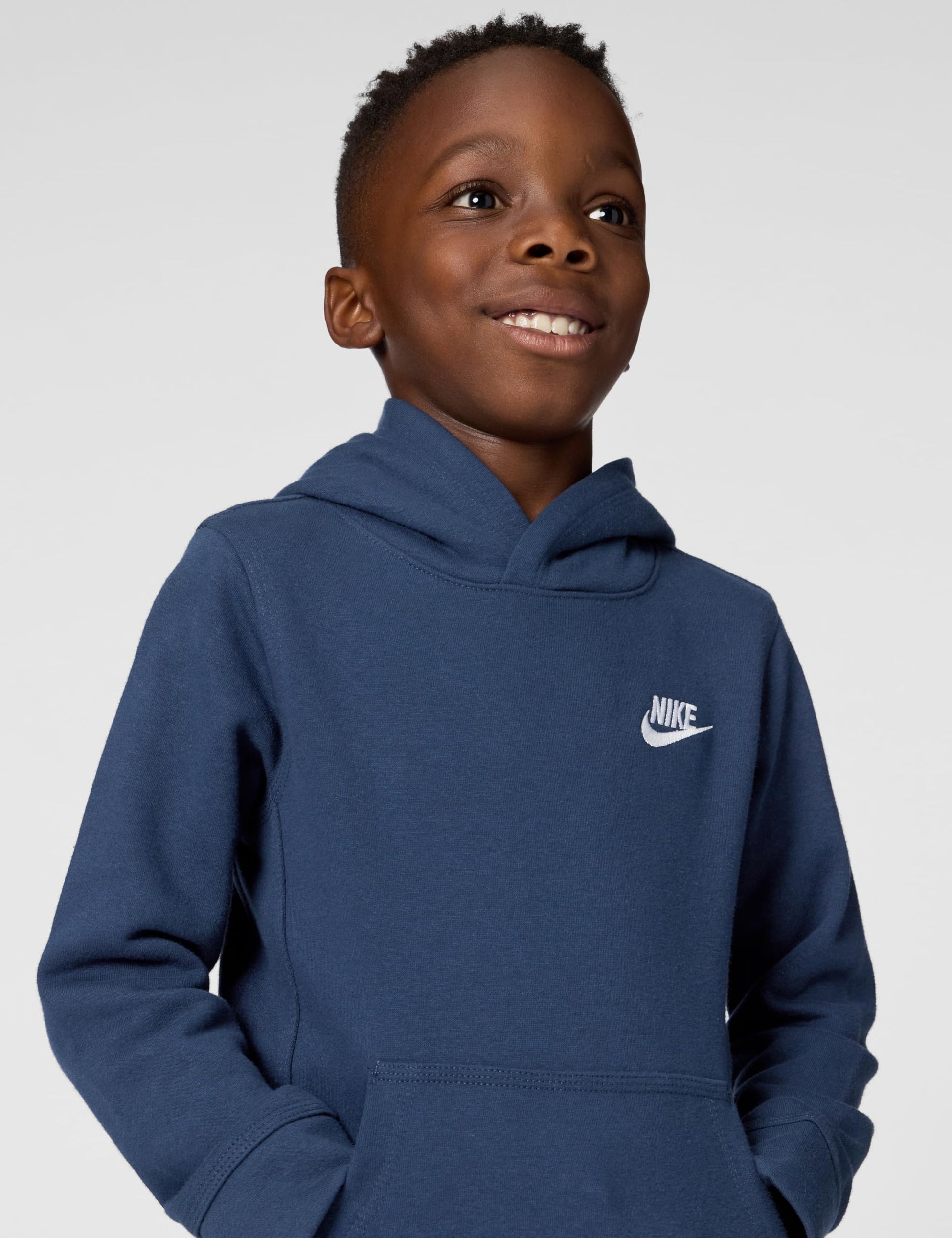 Nike Kids' Little Sportswear Club Fleece Pullover Hoodie, Midnight Navy/White - Medaid International