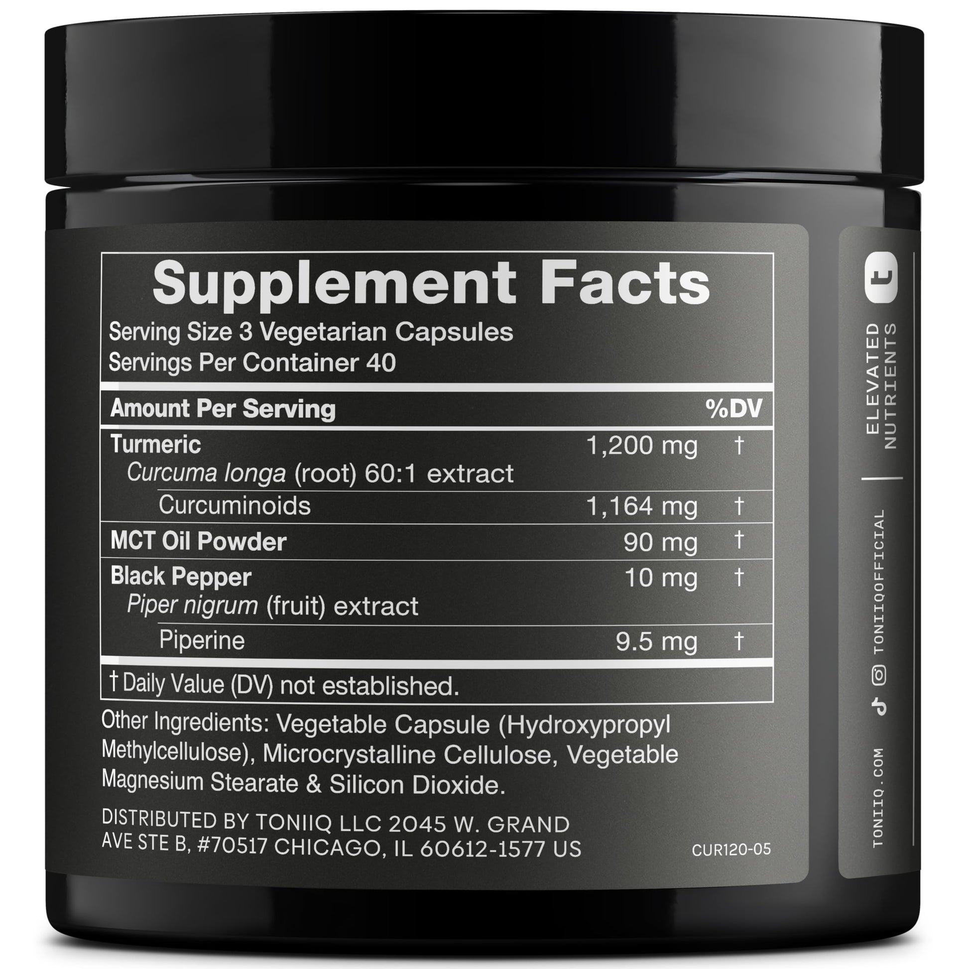 Turmeric Curcumin - Ultra High Potency 60:1 Extract with 97% Curcuminoids - 1200mg Per Serving - Black Pepper & MCT Oil for Enhanced Absorption - Third-Party Lab Tested - 120 Capsules - Medaid International