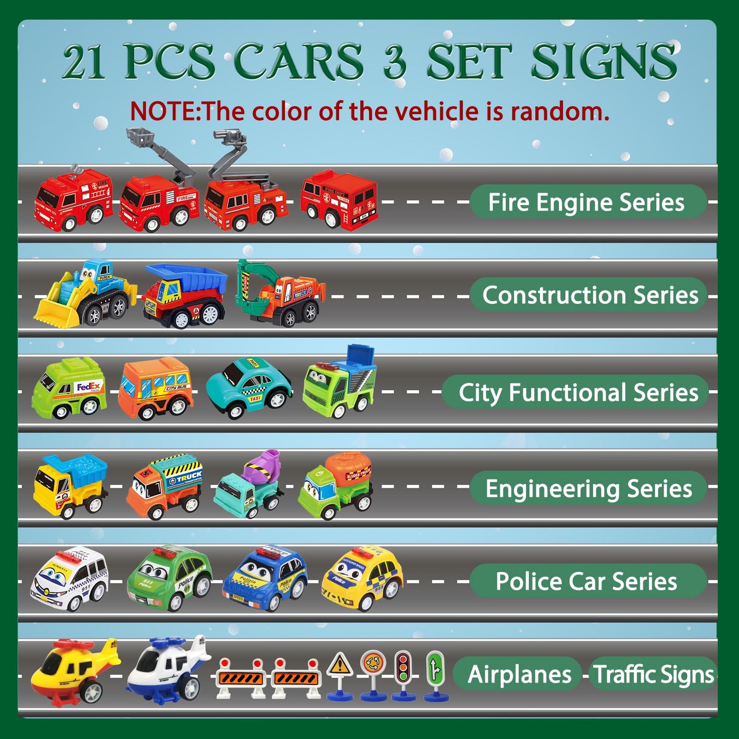 Advent Calendar 2025 Kids Boys, 24 Days Christmas Countdown with Pull-Back Cars Traffic Sign Sets, Christmas Advent Calendar Vehicles Holiday Gifts Kids Boys Girls Toddlers - Medaid International