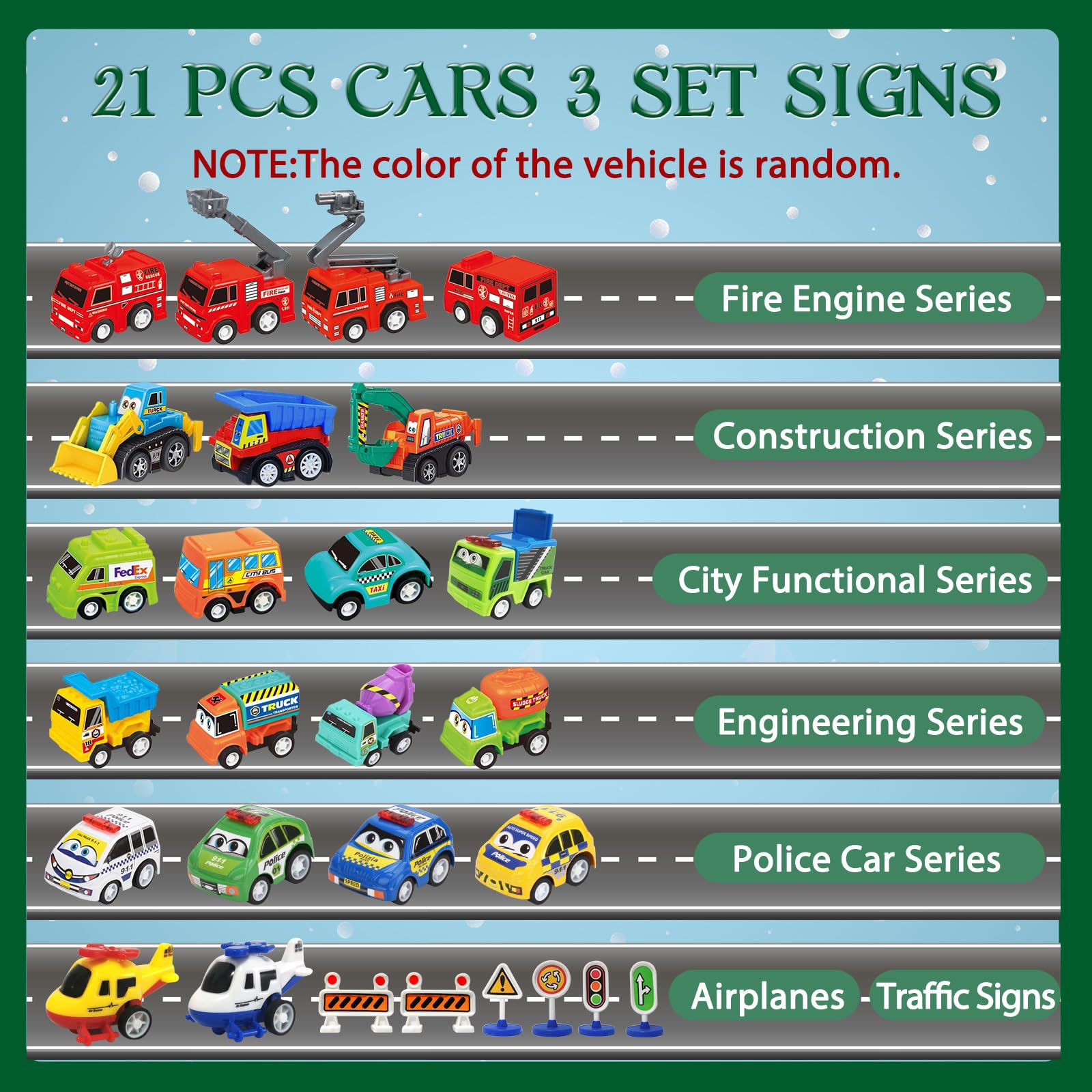 Advent Calendar 2025 Kids Boys, 24 Days Christmas Countdown with Pull-Back Cars Traffic Sign Sets, Christmas Advent Calendar Vehicles Holiday Gifts Kids Boys Girls Toddlers - Medaid International