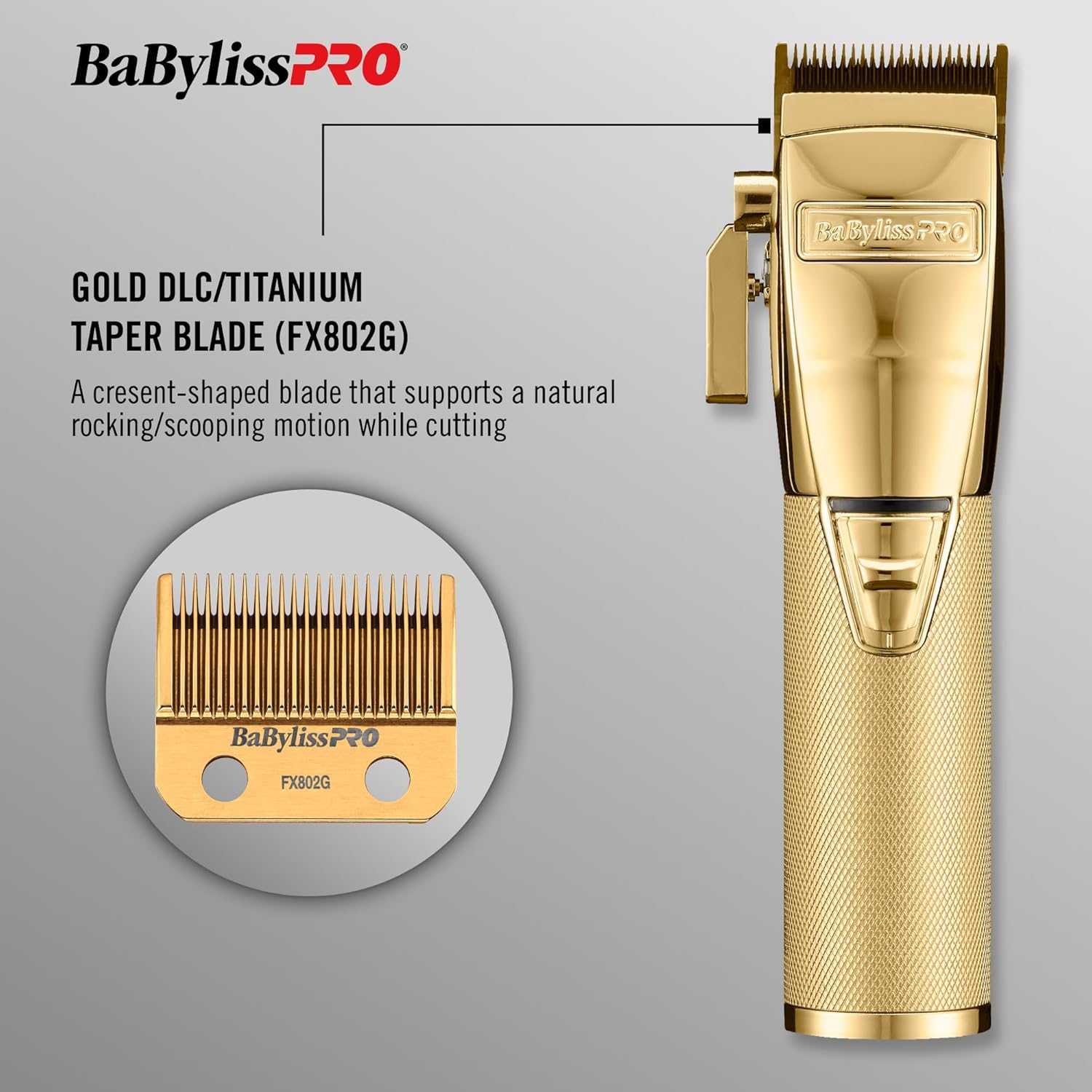 BaBylissPRO GOLDFX+ All Metal Lithium Clipper - Medaid International