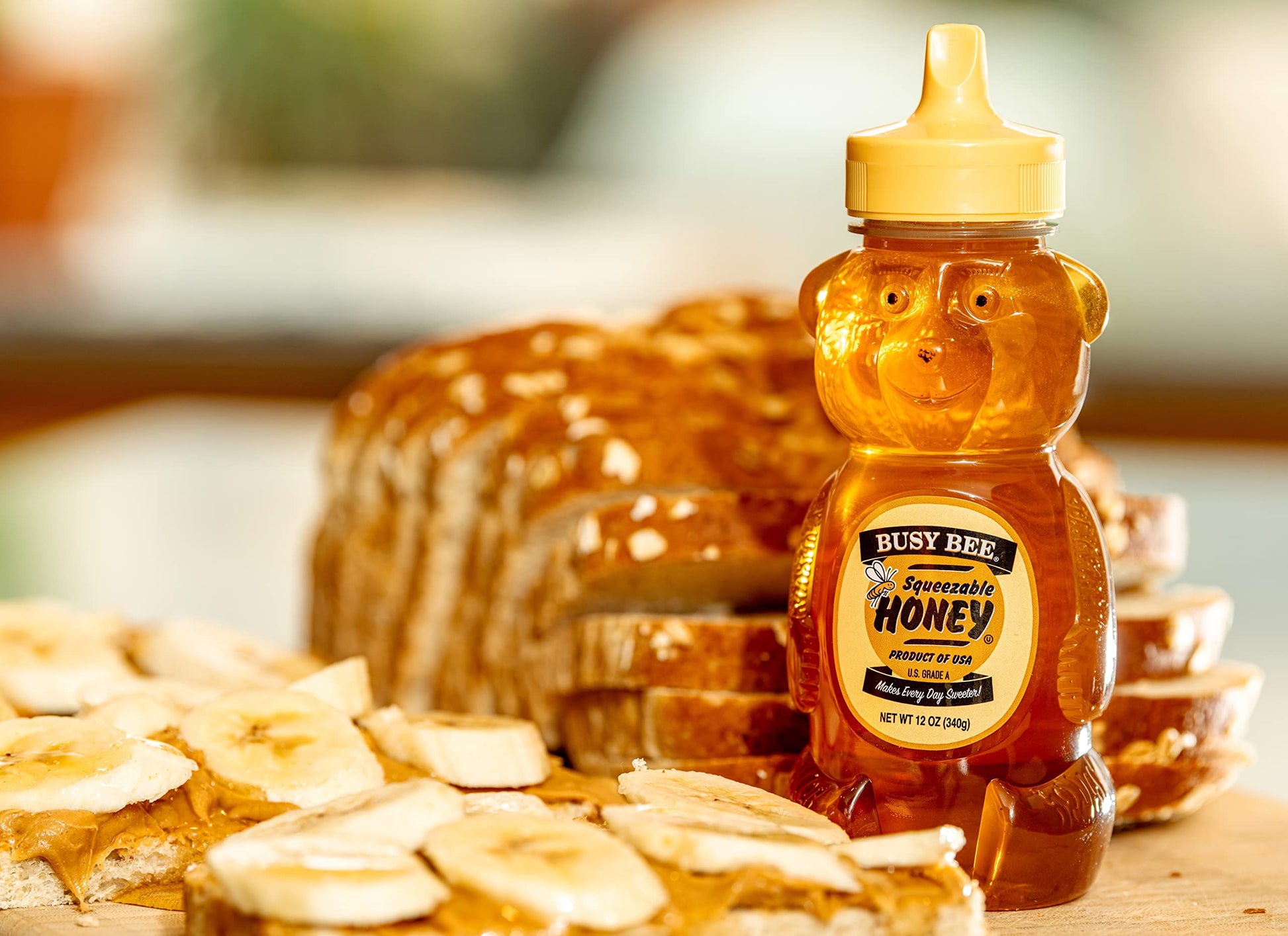 Busy Bee Honey, Grade A, Filtered, Pack of 3 Honey Bears (12 OZ each) - Medaid International