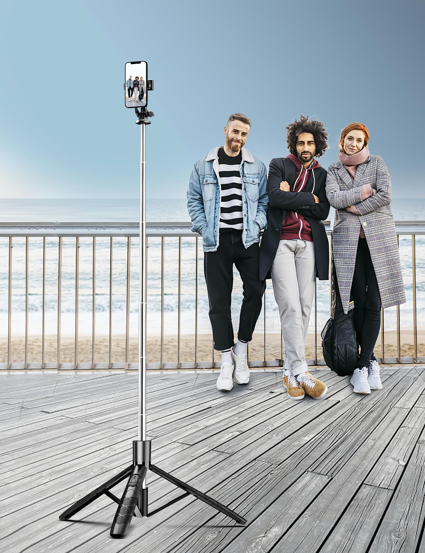 71" Phone Tripod & Selfie Stick, All in One Extendable Cell Phone Tripod with Wireless Remote, Tripods Stand for iPhone & Travel Selfie Stick 360° Rotation Compatible with iPhone Android, Camera - Medaid International