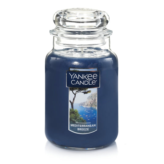Yankee Candle Mediterranean Breeze Scented Classic 22oz Large Jar Single Wick Candle Over 110 Hours of Burn Time Paraffin-Grade Wax - Medaid International