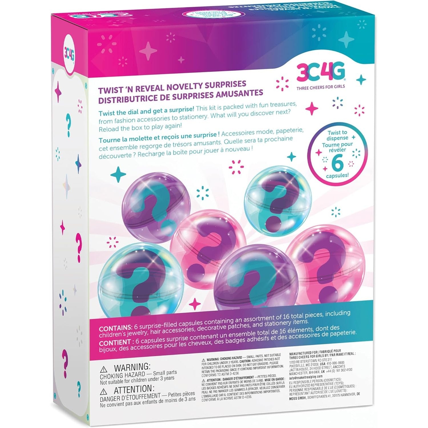 Twist 'N Reveal Novelty Surprises - Dispenses 16 Treasure - Medaid International