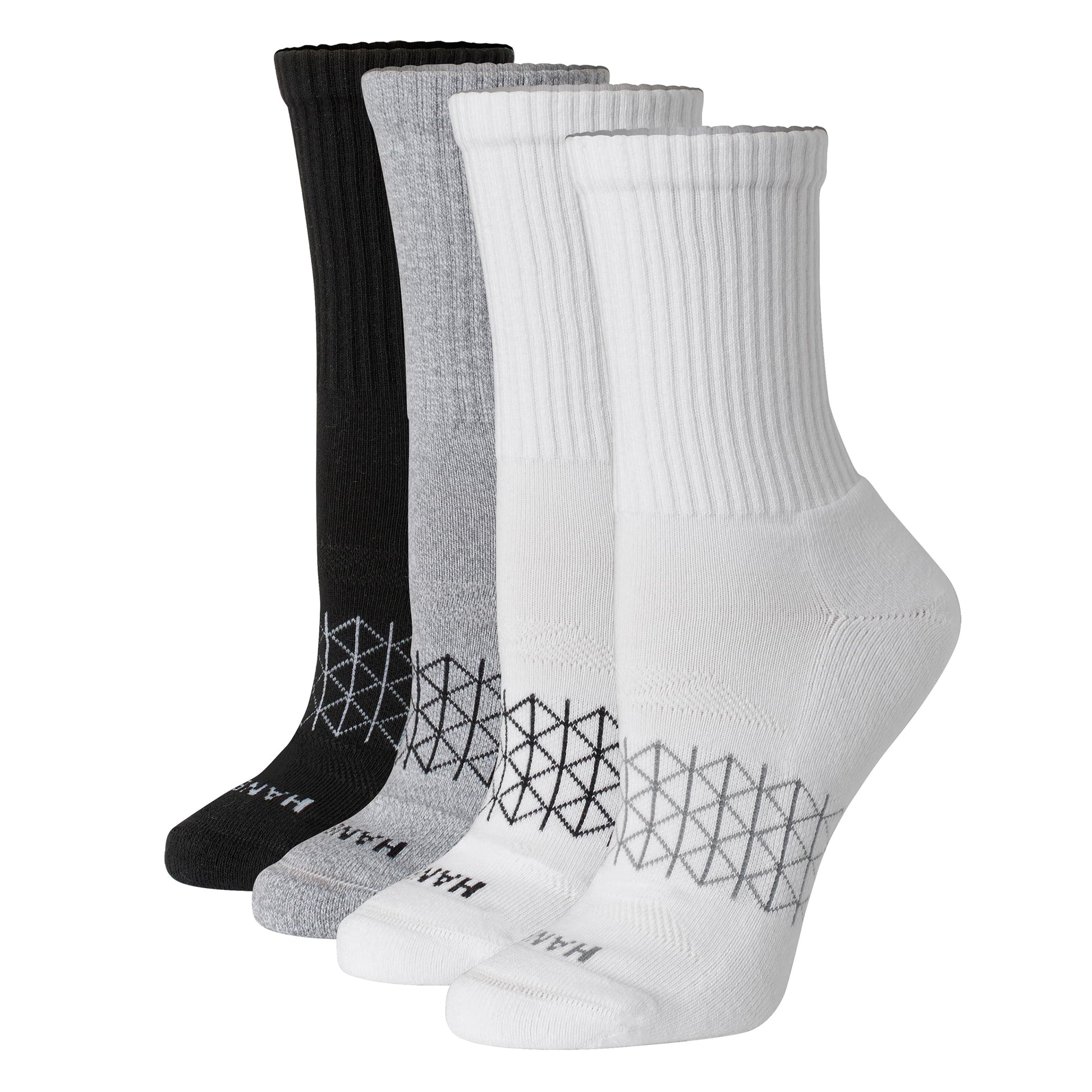 Hanes Women's Cushioned Crew Socks, Absolute Active Crew Socks for Women, Seamless Toe, 4-Pairs - Medaid International