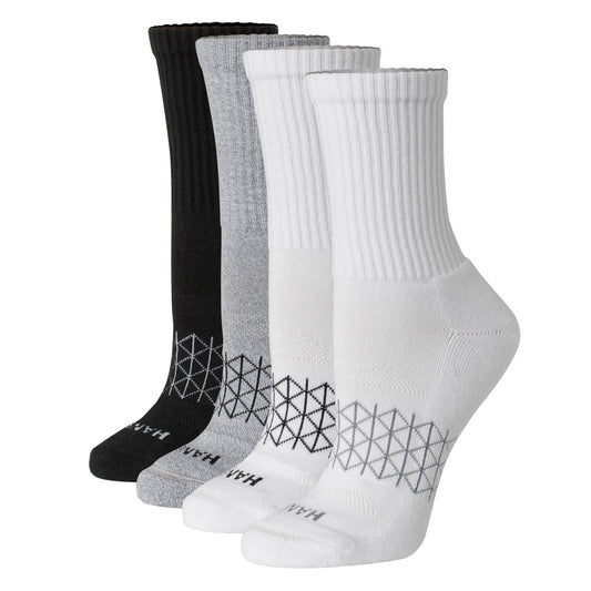 Hanes Women's Cushioned Crew Socks, Absolute Active Crew Socks for Women, Seamless Toe, 4-Pairs - Medaid International