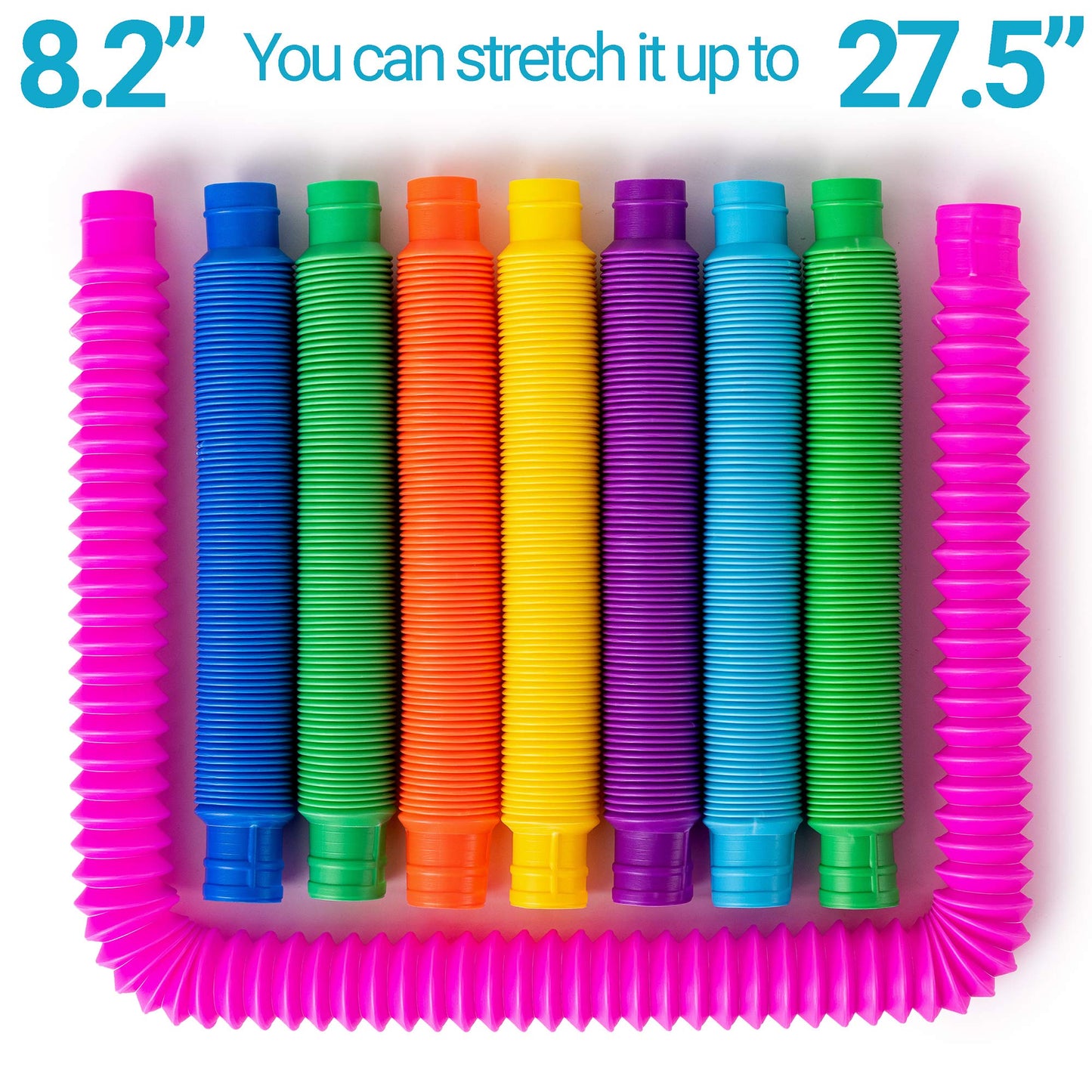 Nutty Toys Pop Tubes - Sensory Toys - Endless Creativity & Fun for Kids and Toddlers |8 Pack Large| - Connect & Pop! Top ADHD Autism Fidget 2025, Best Boy & Girl Christmas Stocking Stuffers Gift Idea - Medaid International