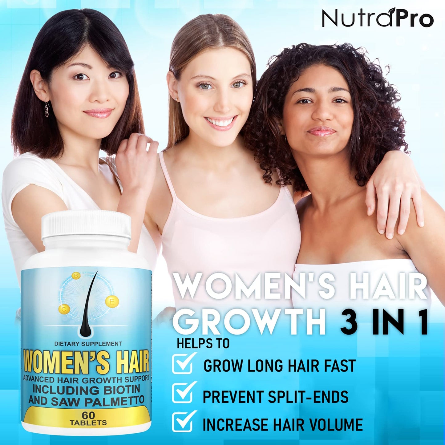 Hair Growth Vitamins With Saw Palmetto for Women-DHT Blocker,Hair Growth Supplement for Thicker And Perfect Hair.Hair Growth Pills for Thinning Hair.Get Healthy,Glow,Longer,Thick Hair.With Biotin. - Medaid International