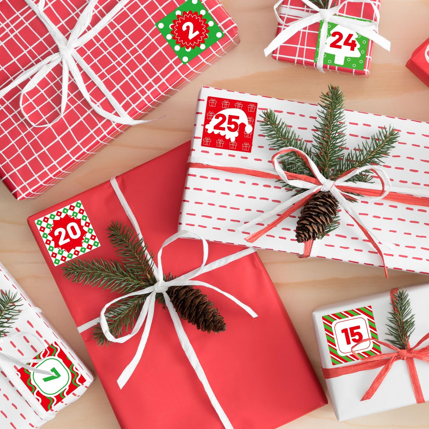 100 Pcs Christmas Advent Stickers 1-25 Number Countdown Stickers DIY Advent Calendar Gift Sealing Xmas Party Supplies (Christmas-2) - Medaid International