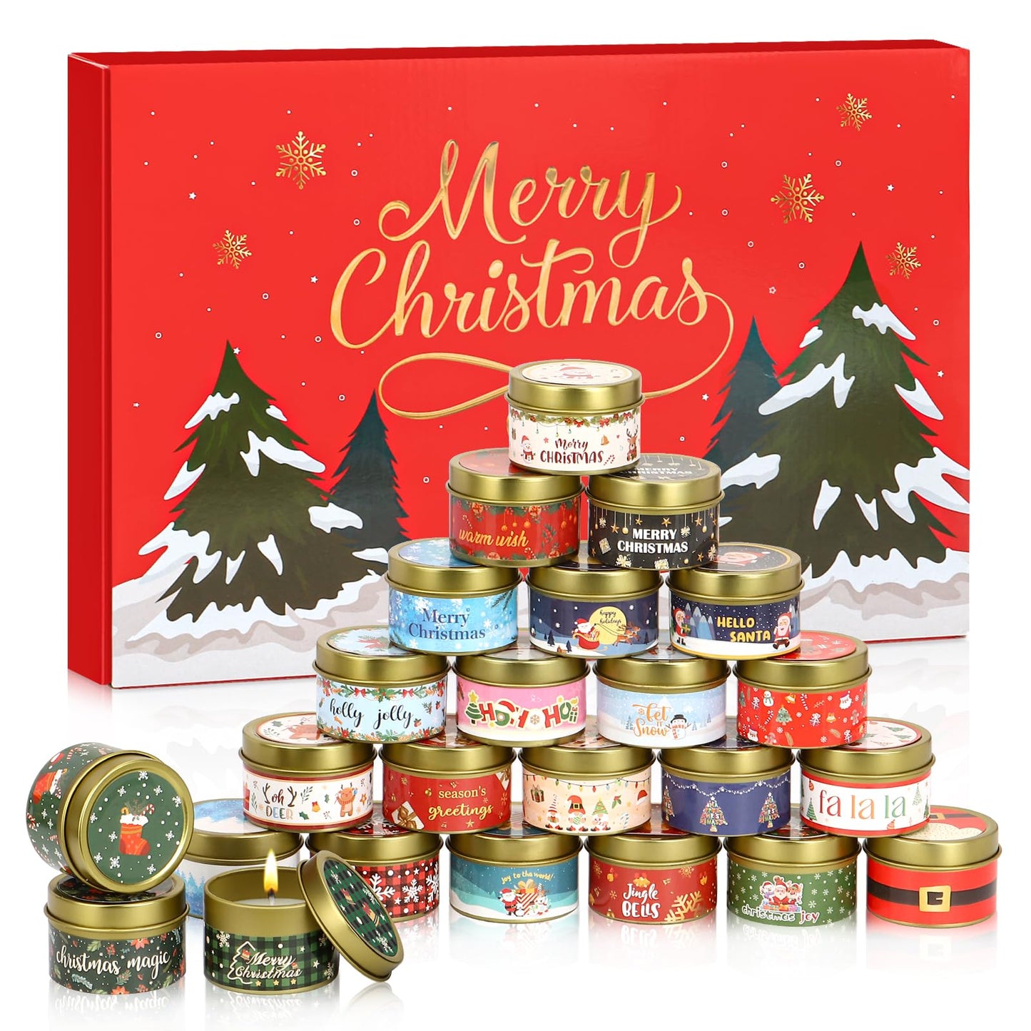 Candle Advent Calendar 2025 Adult Women - 24 Day Christmas Scented Candle Countdown Calendar for Coworkers Friends, Xmas Holiday Gifts for Wife Grandmother Mom Daughter - Medaid International