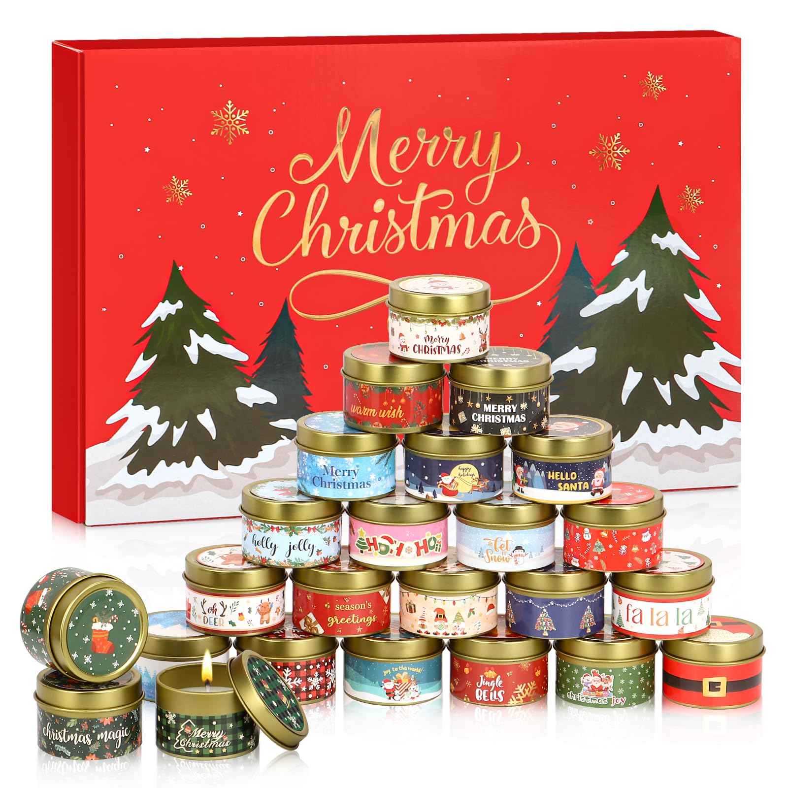 Candle Advent Calendar 2025 Adult Women - 24 Day Christmas Scented Candle Countdown Calendar for Coworkers Friends, Xmas Holiday Gifts for Wife Grandmother Mom Daughter - Medaid International