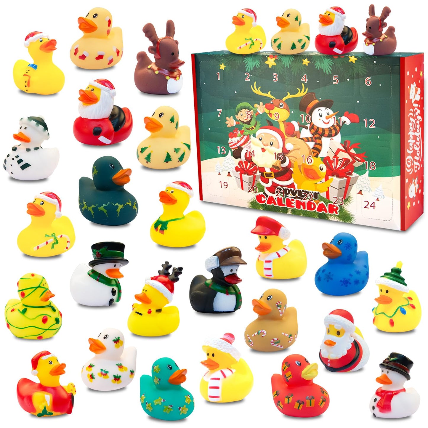 Christmas Advent Calendar 2025 for Kids, 24 Days Christmas Countdown Calendar with Rubber Ducks Bath Toys, Advent Xmas Calender, 24pcs Countdown Rubber Ducks Advent Calendar for Boys Girls(yellow) - Medaid International