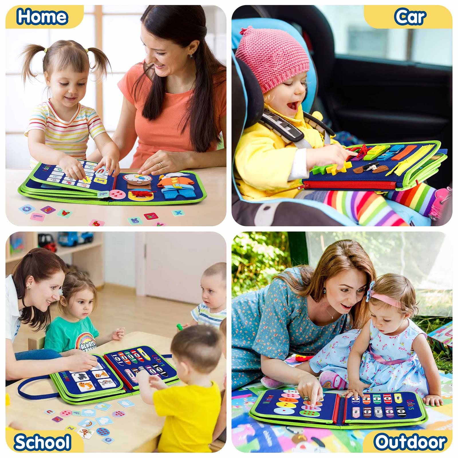 Winblo Toddler Busy Board - Montessori Toys for Toddler Boy Birthday Gift, Educational Learning Sensory Busy Book for Toddler Boys, Toddlers Activities Travel Toys for Airplane Car - Medaid International