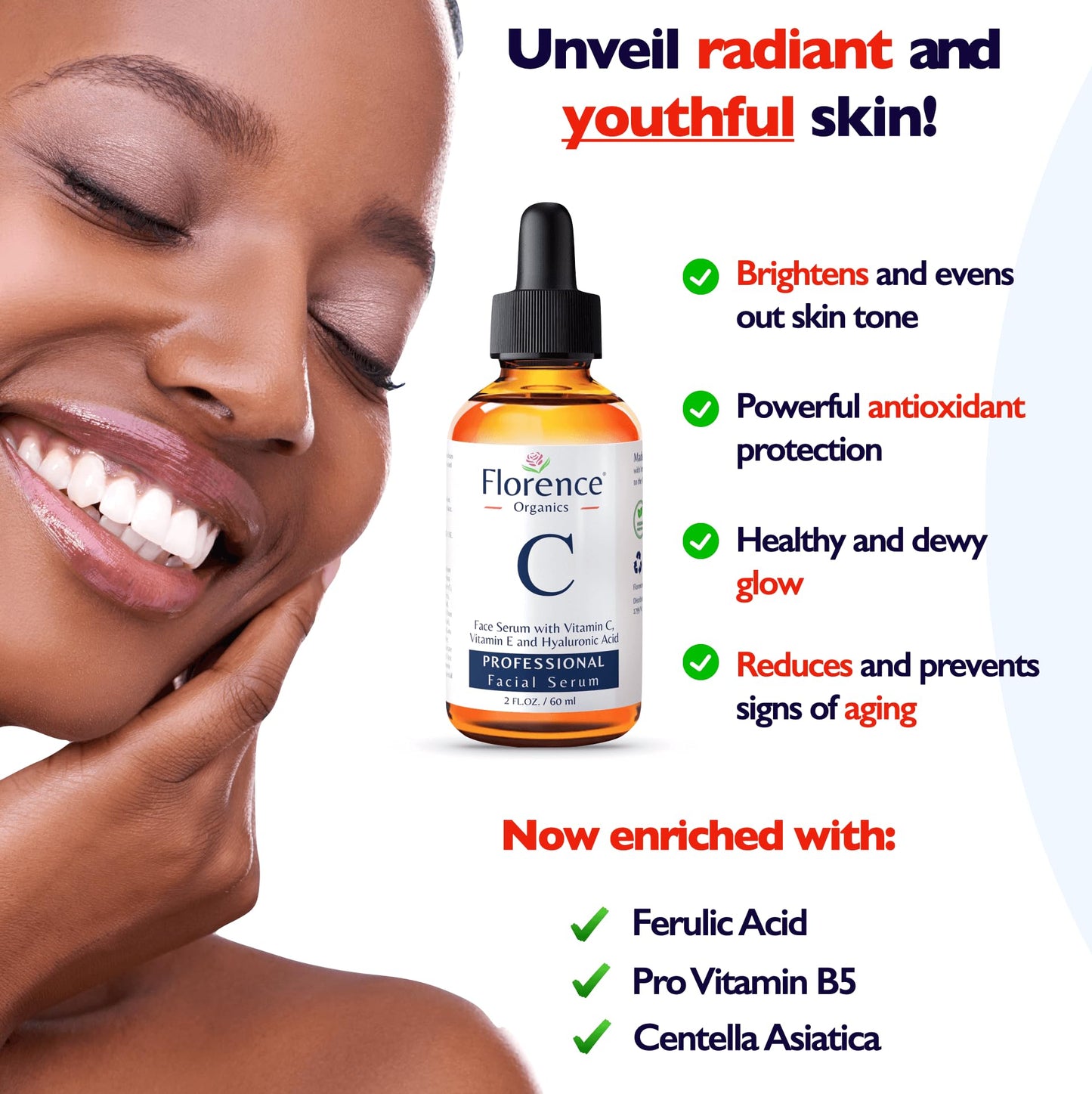 Vitamin C Serum For Face – Anti-Aging Facial Serum with Vitamin C, Hyaluronic Acid, Niacinamide, B5 & Vit E. Brightening Facial Essence for Dark Spots, Fine Lines, Wrinkles & Glowing Skin, 2 Fl Oz - Medaid International